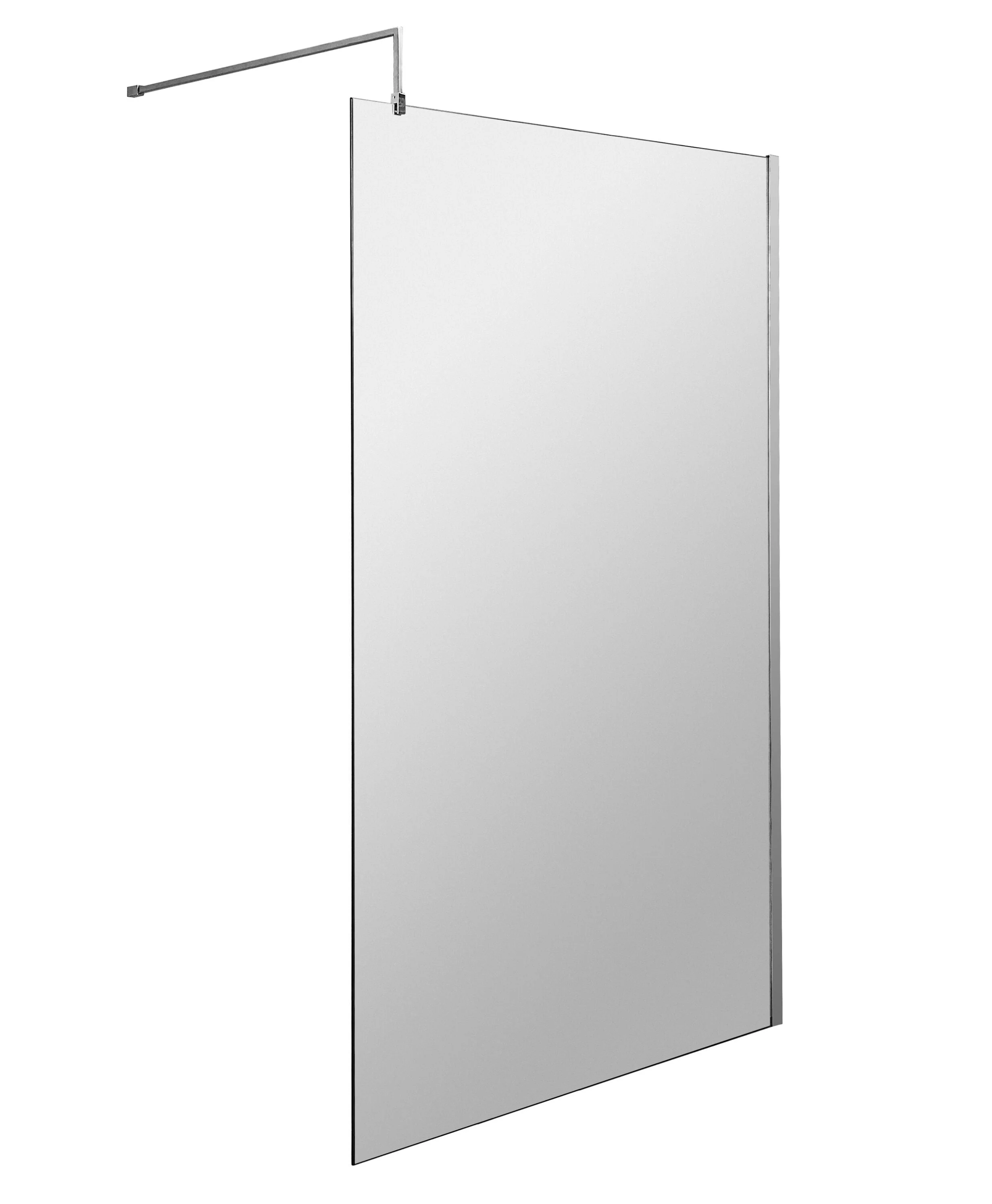 Balterley Contemporary Bathroom 8mm Glass Wetroom Screen with Support Bar, Chrome, 1950 x 998 x 14mm