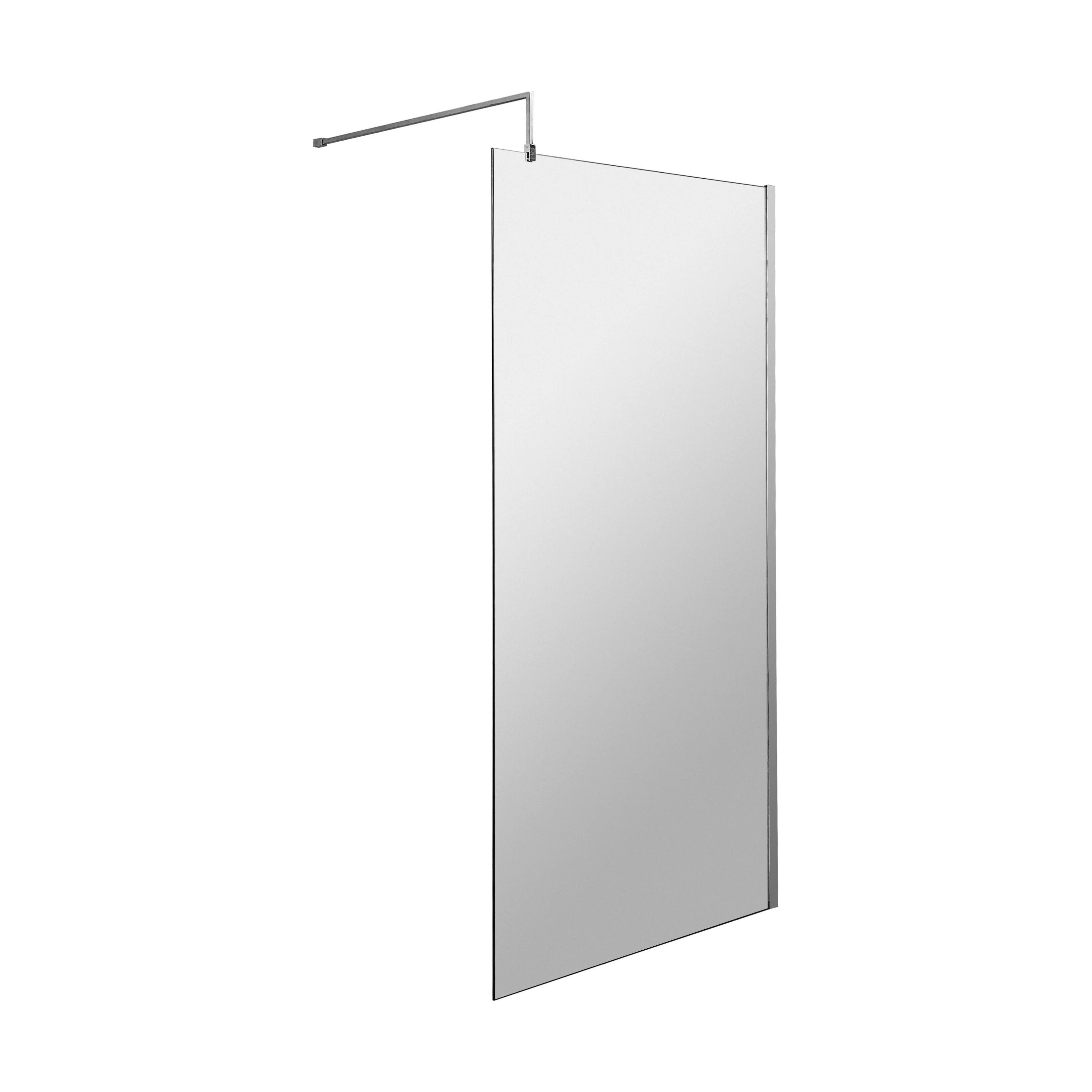 Balterley Contemporary Bathroom 8mm Glass Profile Wetroom Screen with Support Bar, Chrome, 1950 x 900 x 40mm
