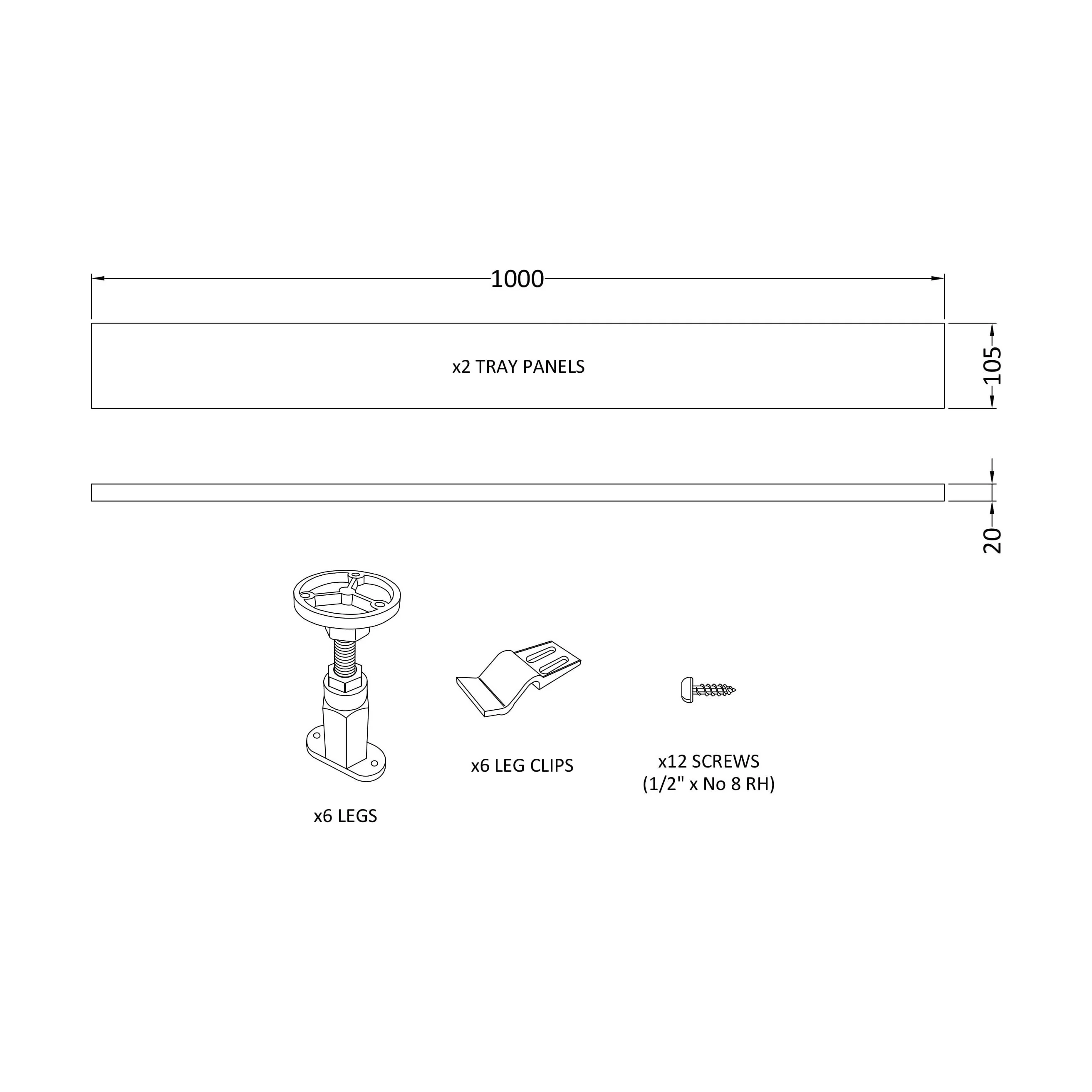 Shower Tray Leg Set & Plinth Kit - White - 1000mm Panel - Image 2