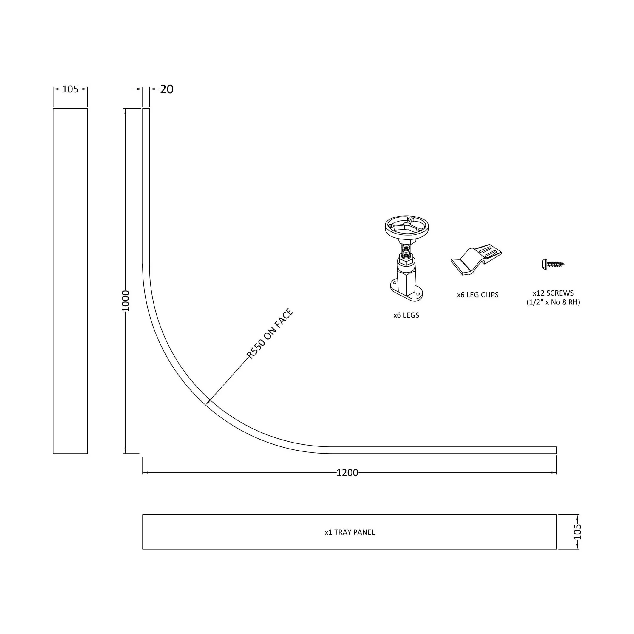 Shower Tray Leg Set & Plinth Kit - White - 900mm Panel - Image 2