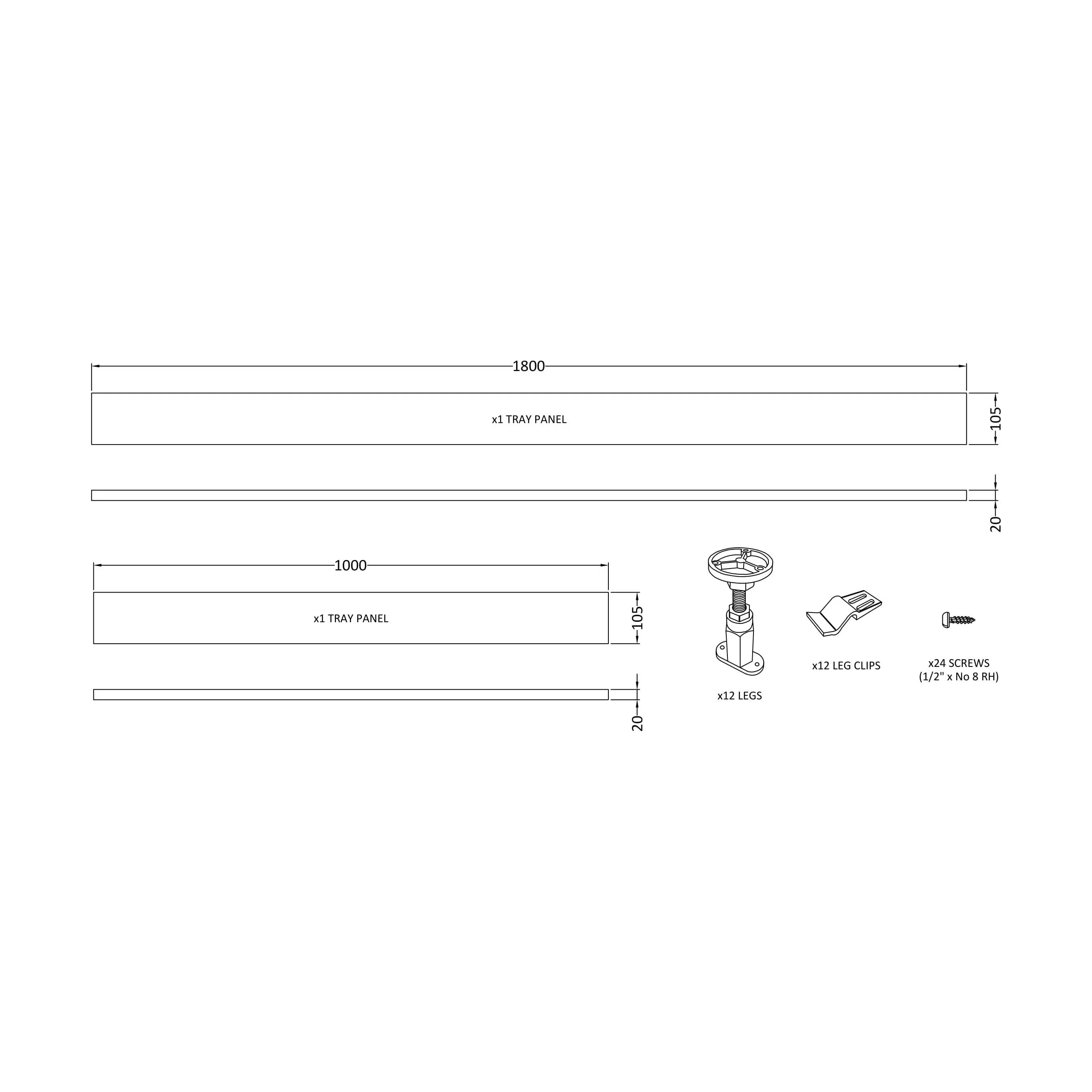 Shower Tray Leg Set & Plinth Kit - White - 1800mm & 1000mm Panel - Image 2