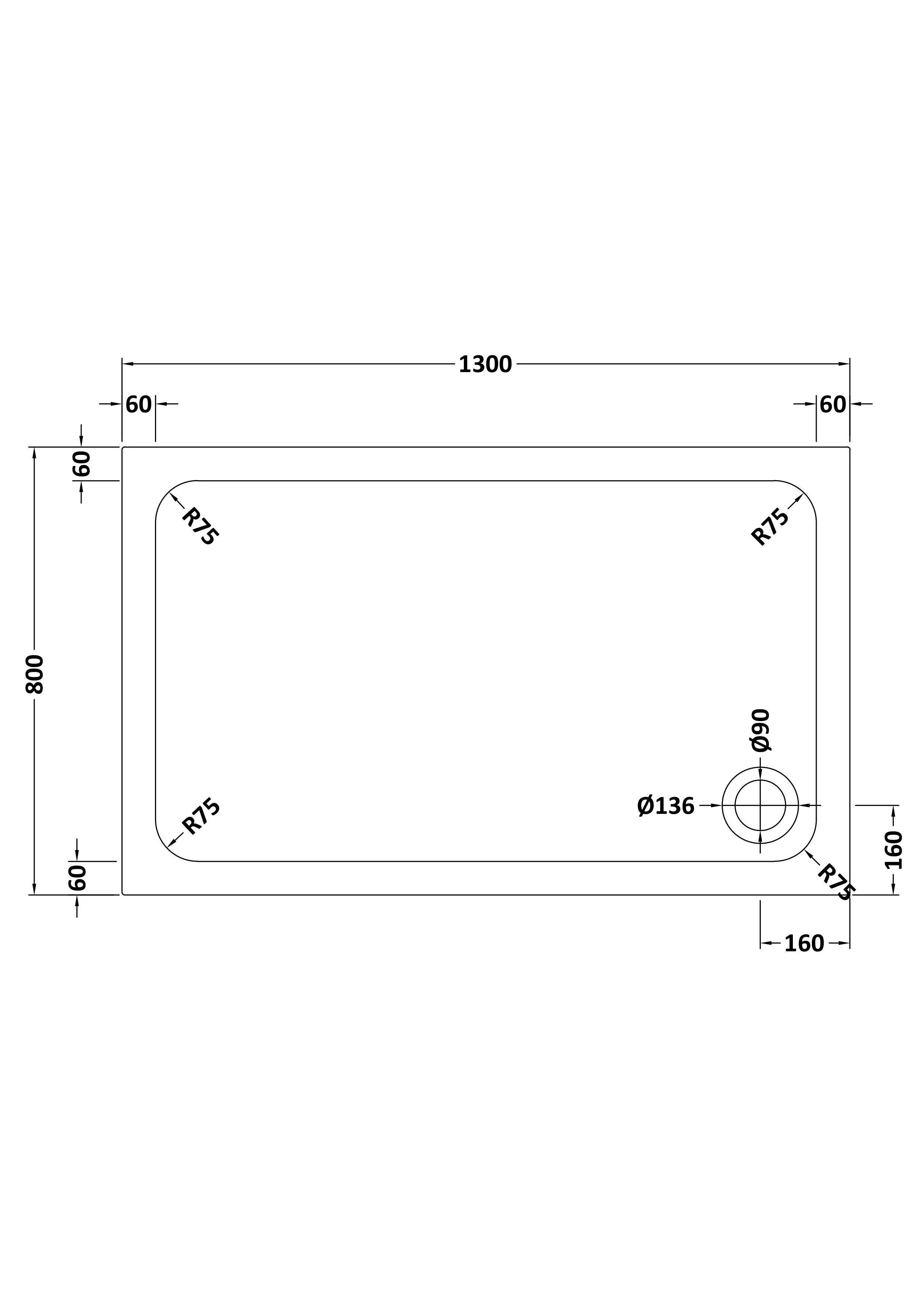 Stone Tray 1300x800 - White - Image 2