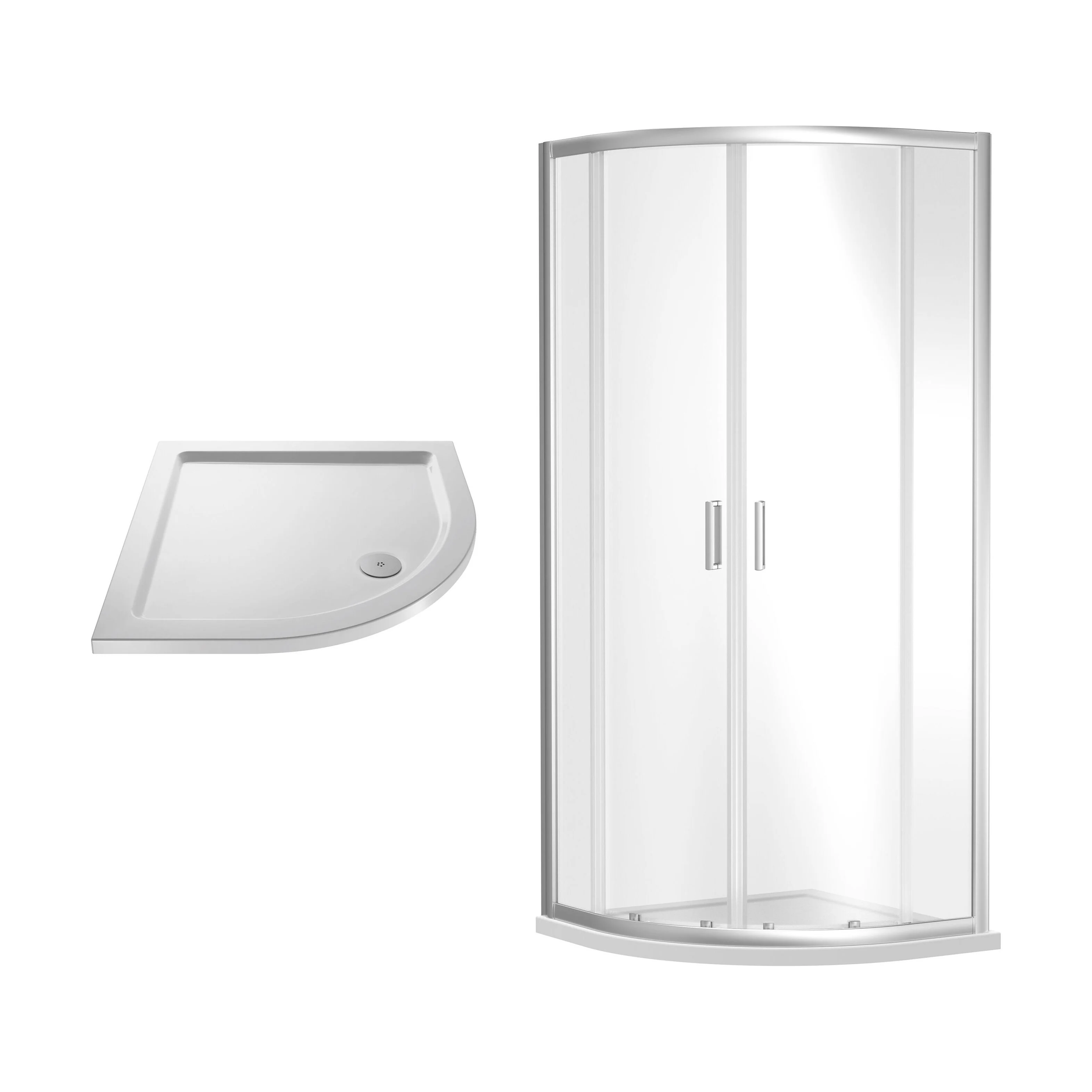 Balterley Ruwa Sliding Shower Door Bundle: Side Panel & Slimline Tray, 800 x 800 mm Chrome/White