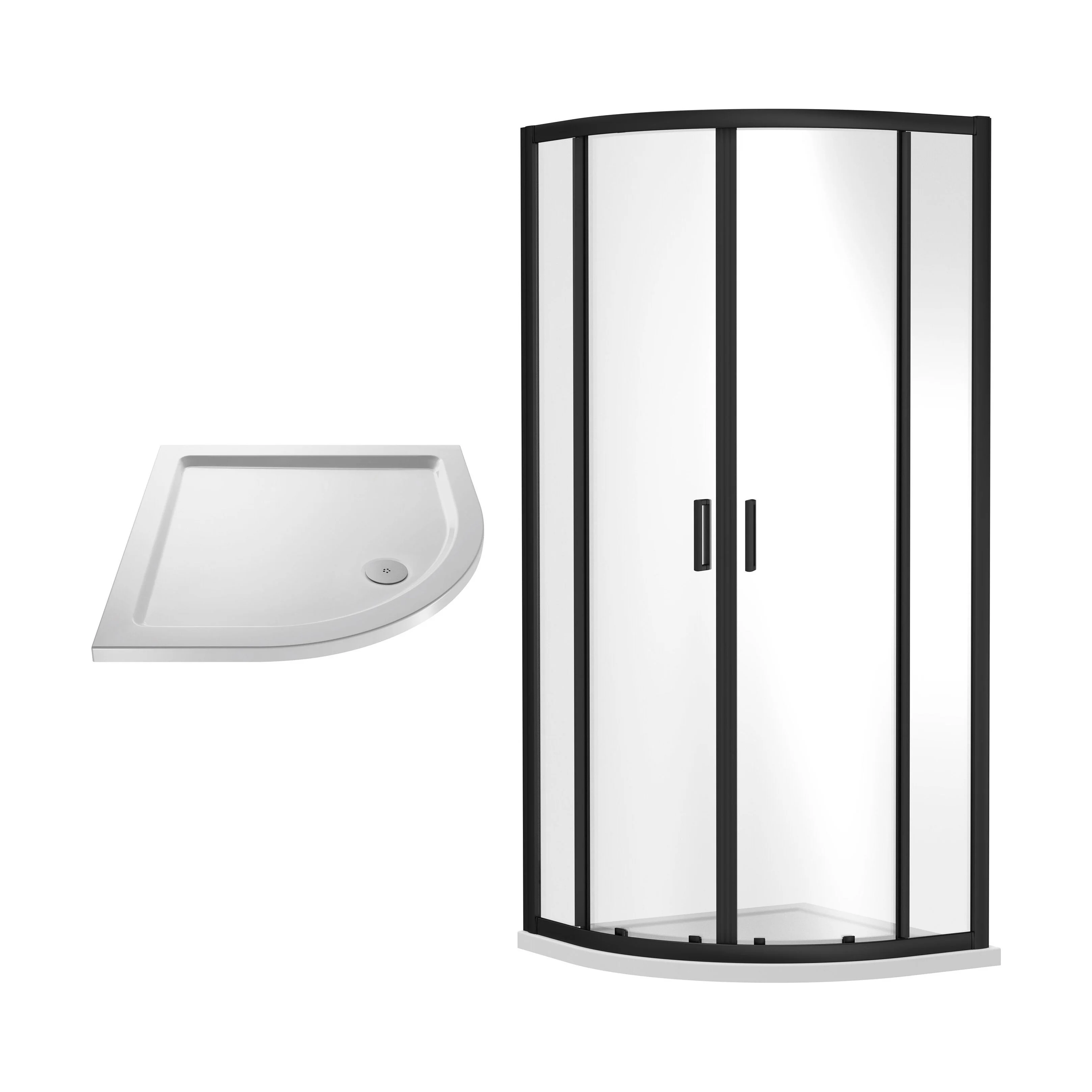 Balterley Ruwa Sliding Shower Door Bundle: Side Panel & Slimline Tray, 900 x 900 mm Black/White