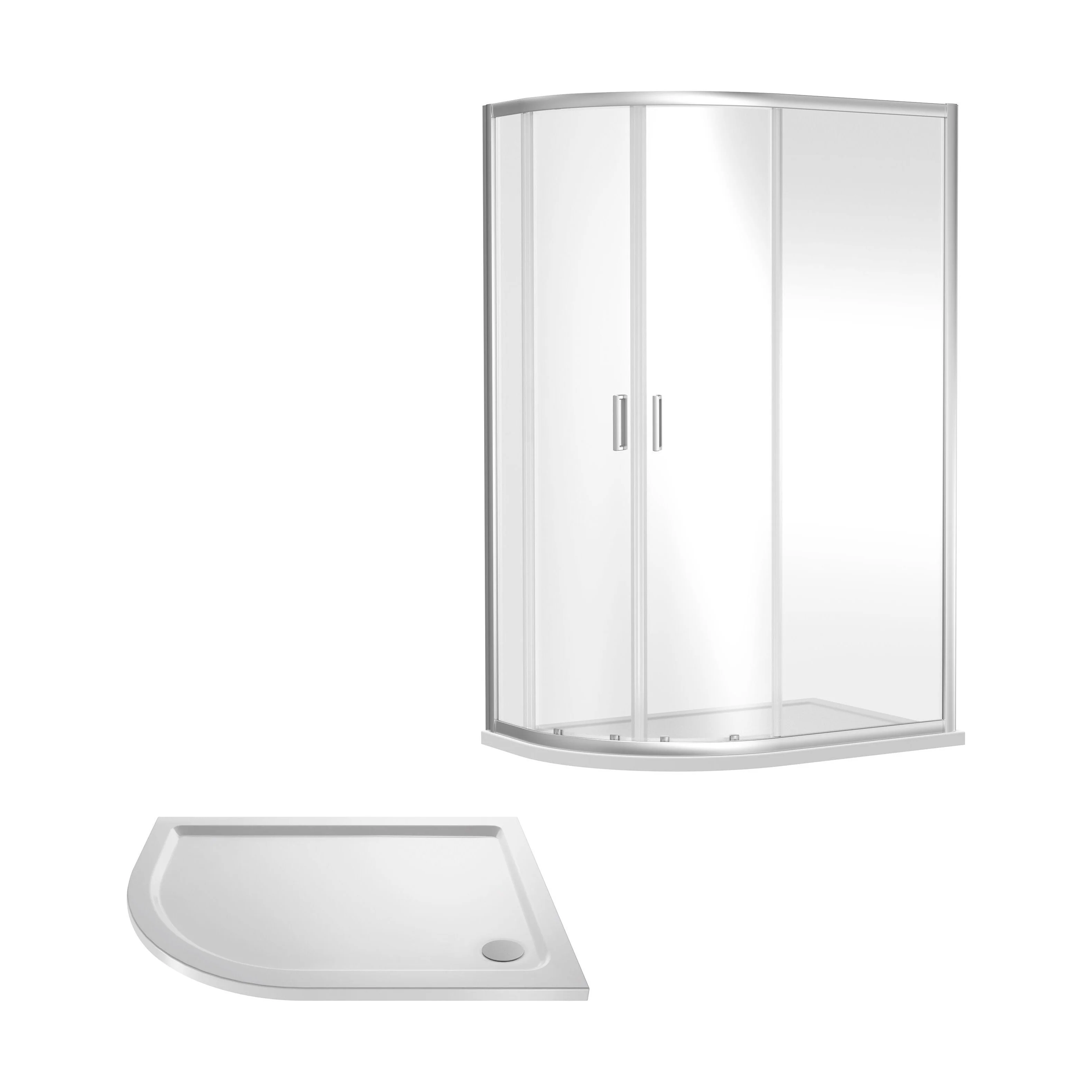 Balterley Ruwa Shower Enclosure Bundle: Offset Left Hand Quadrant & Slimline Tray, 1000 x 800 mm Chrome/White