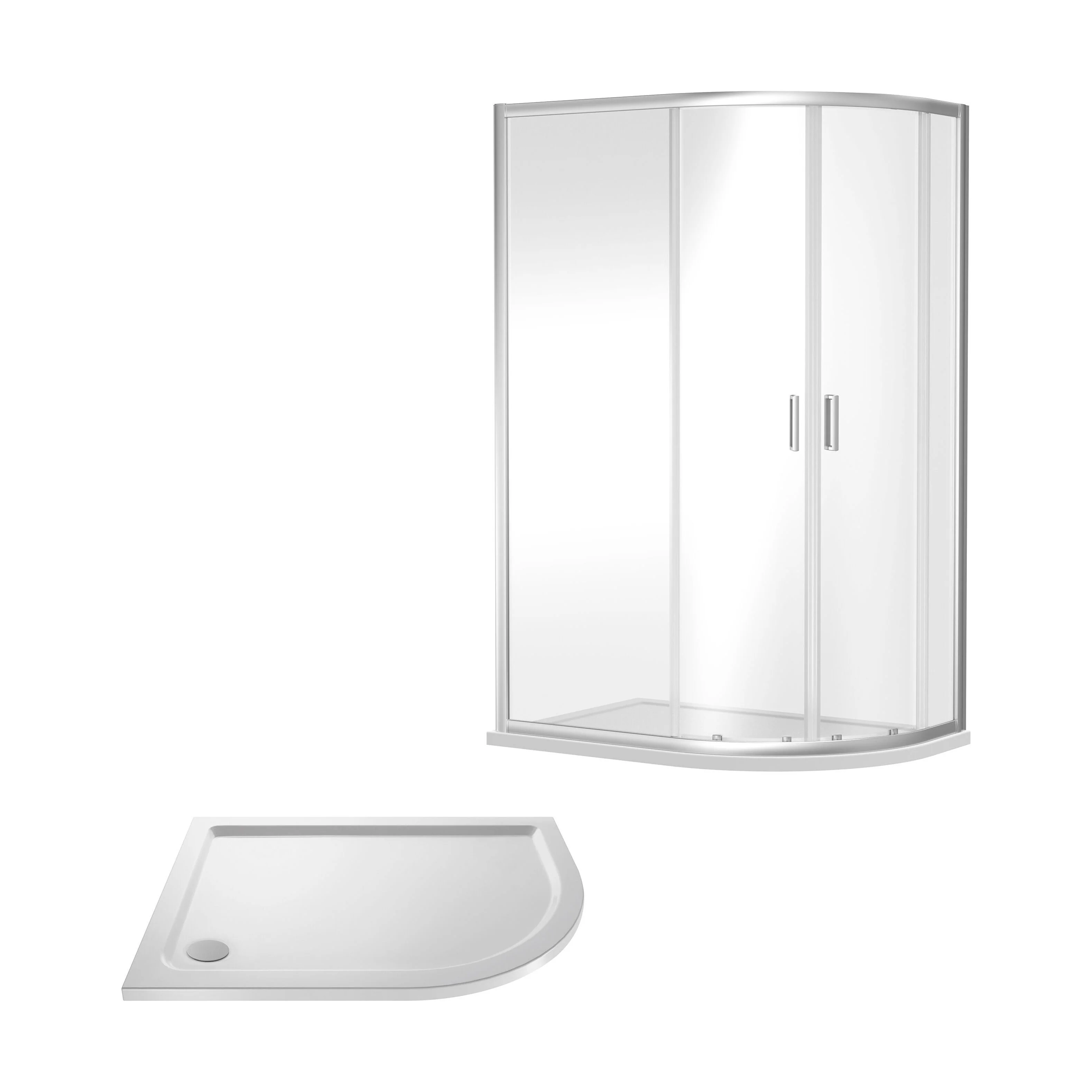 Balterley Ruwa Shower Enclosure Bundle: Offset Right Hand Quadrant & Slimline Tray, 1000 x 800 mm Chrome/White