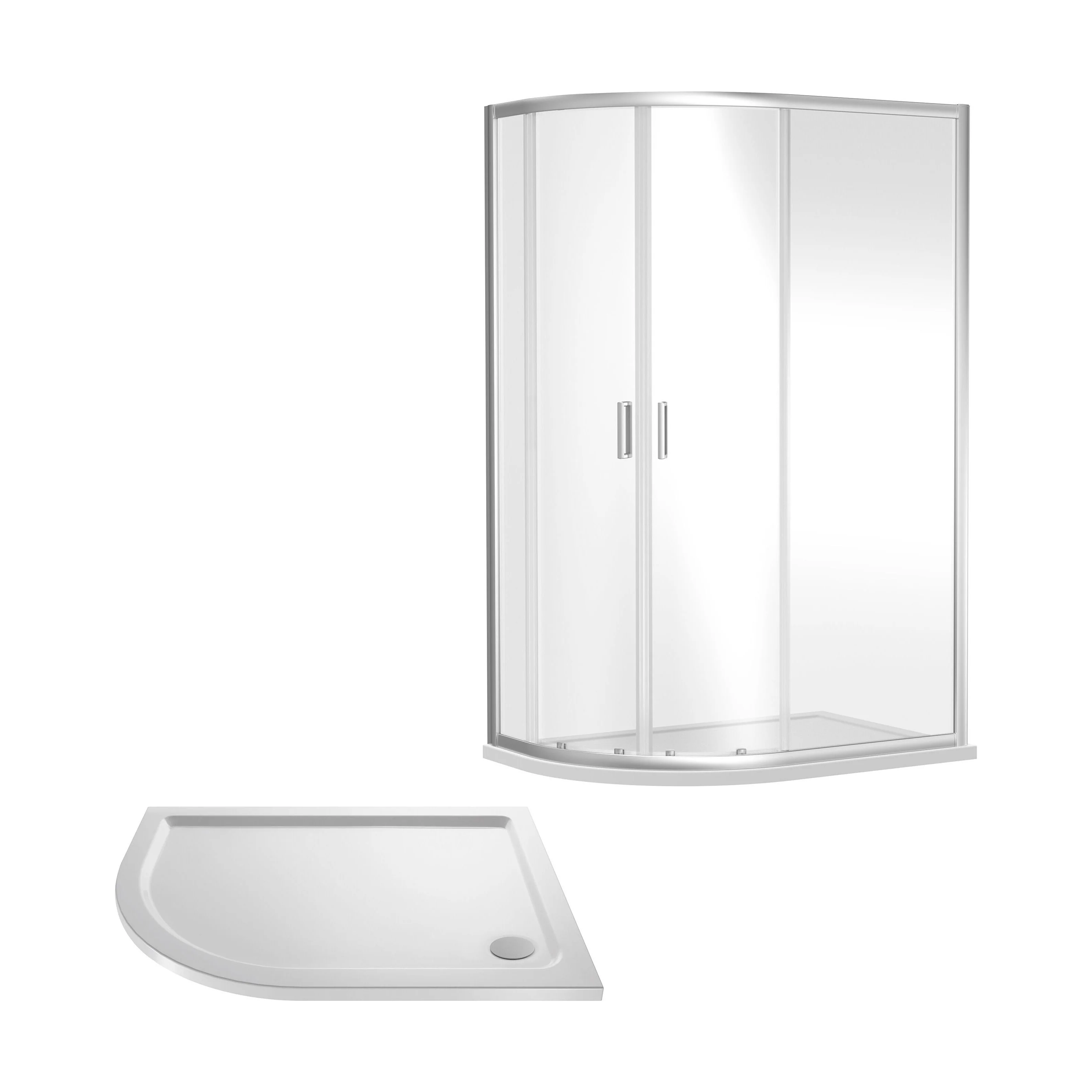 Balterley Ruwa Shower Enclosure Bundle: Offset Left Hand Quadrant & Slimline Tray, 1200 x 800 mm Chrome/White