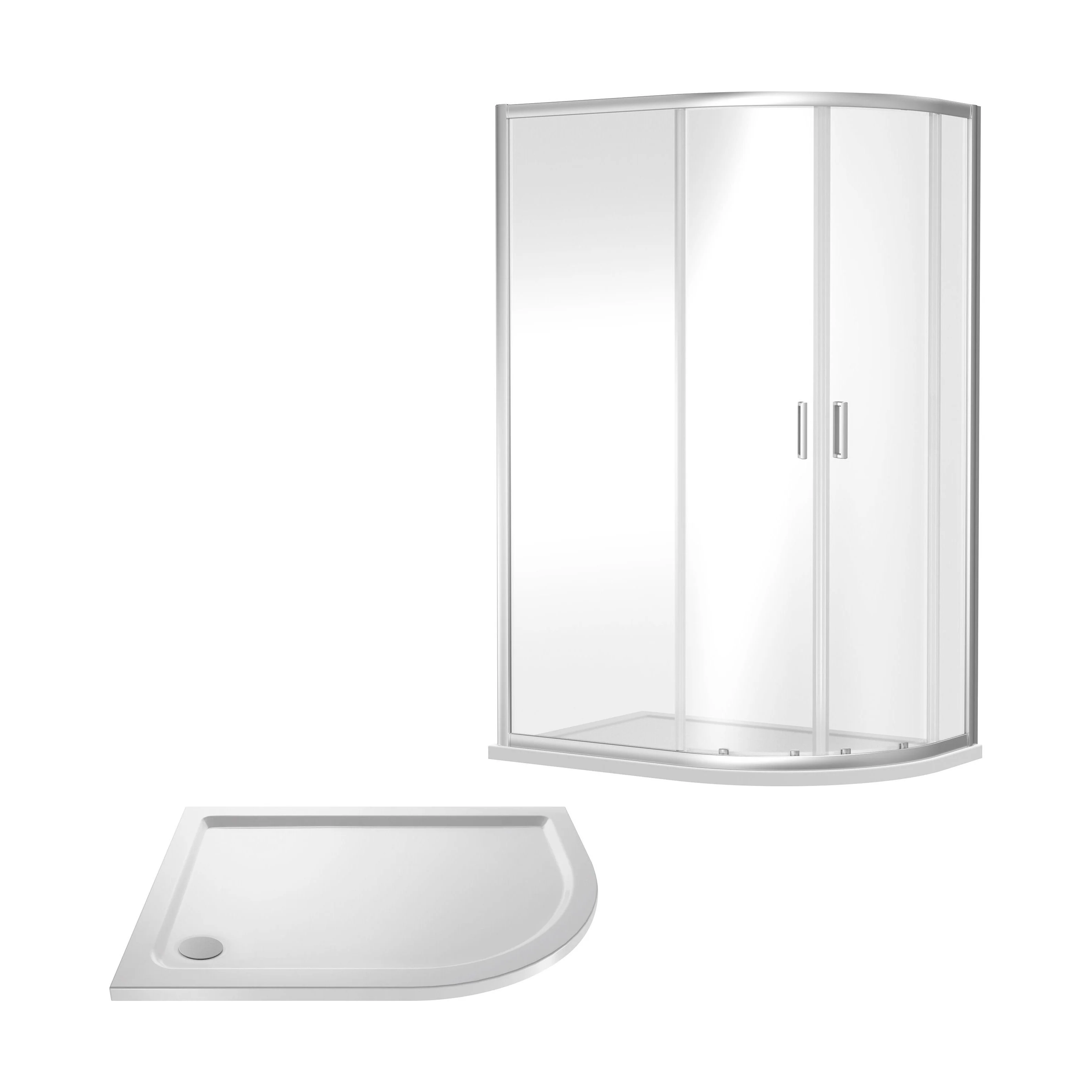 Balterley Ruwa Shower Enclosure Bundle: Offset Right Hand Quadrant & Slimline Tray, 1200 x 800 mm Chrome/White