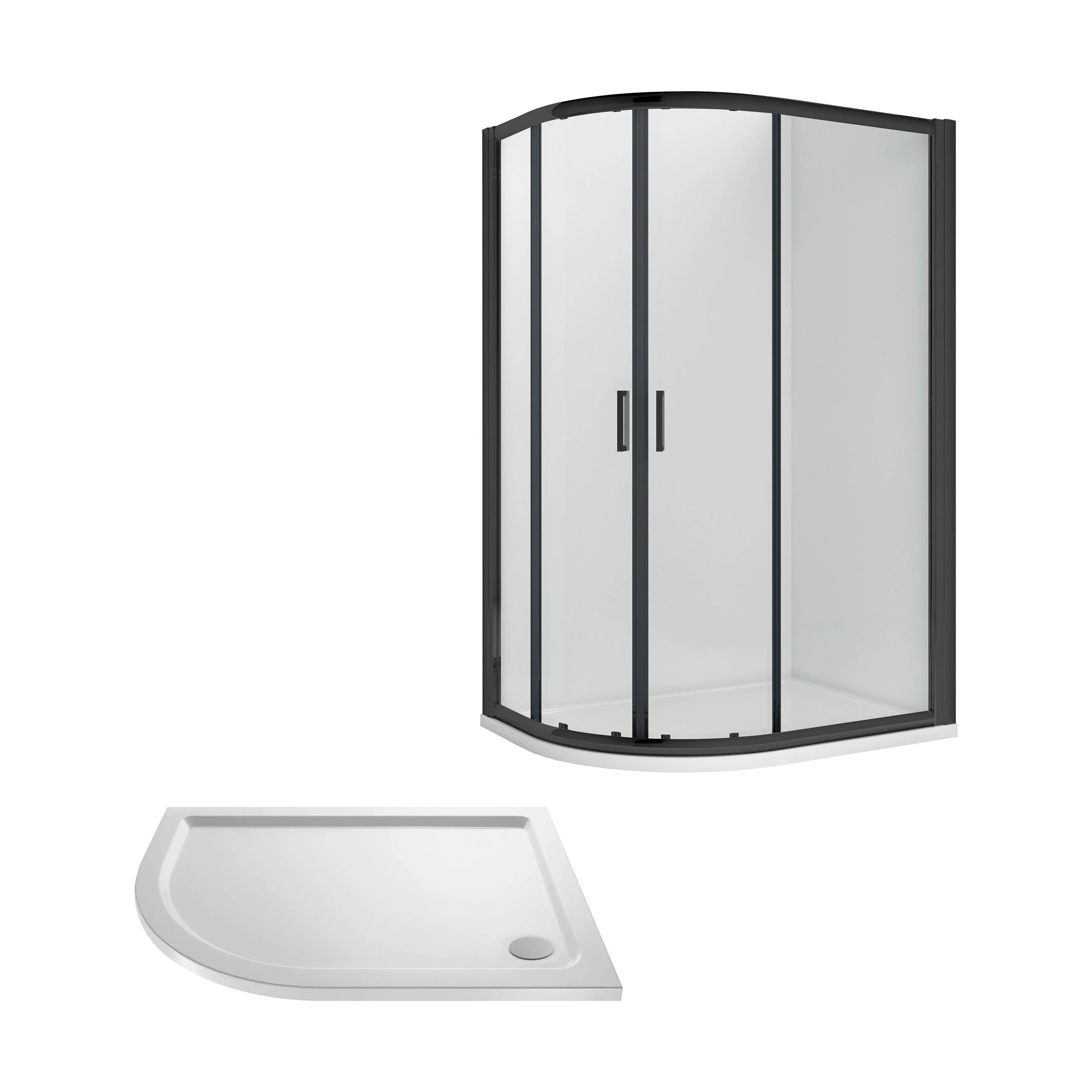 Balterley Ruwa Shower Enclosure Bundle: Offset Left Hand Quadrant & Slimline Tray, 1000 x 800 mm Black/White