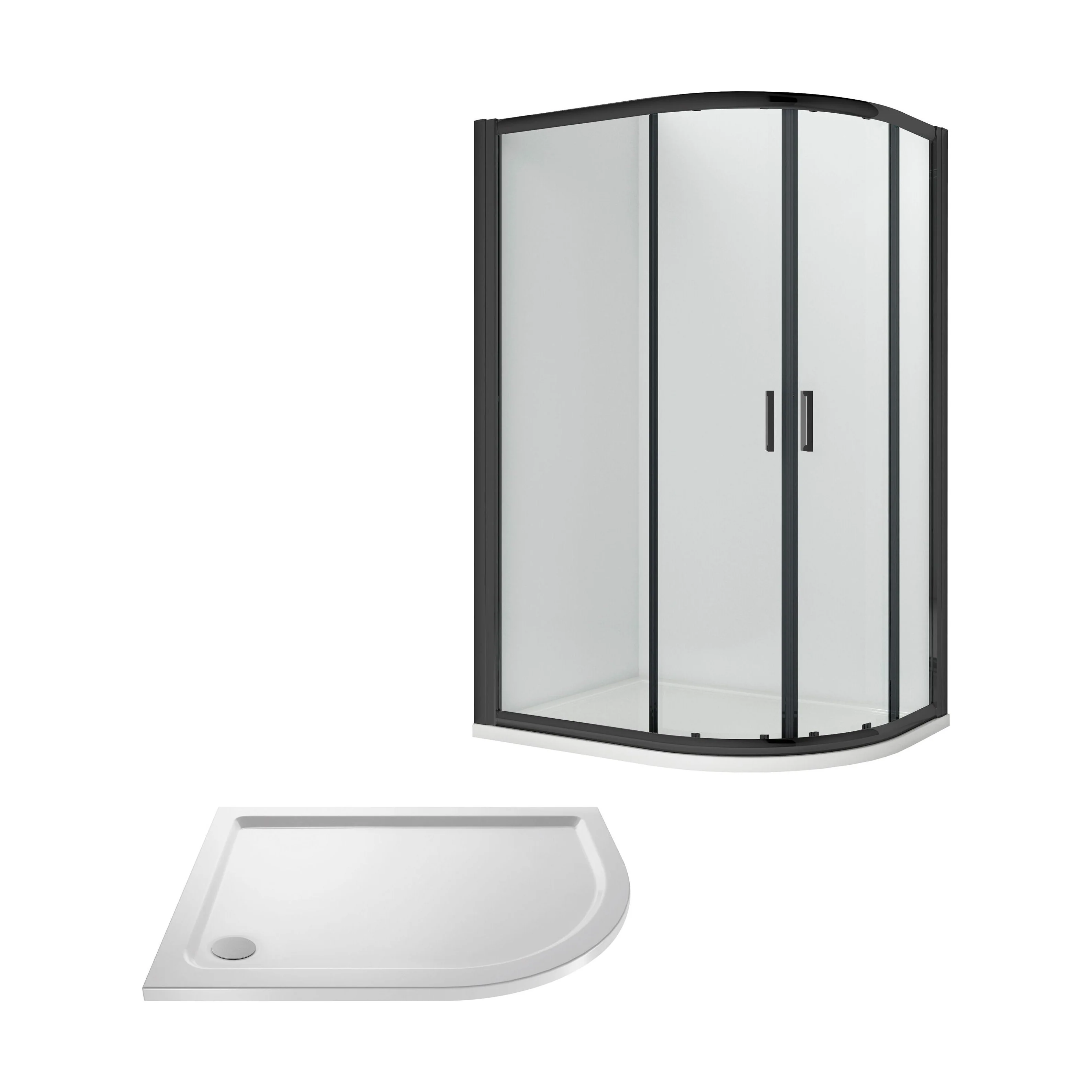 Balterley Ruwa Shower Enclosure Bundle: Offset Right Hand Quadrant & Slimline Tray, 1000 x 800 mm Black/White