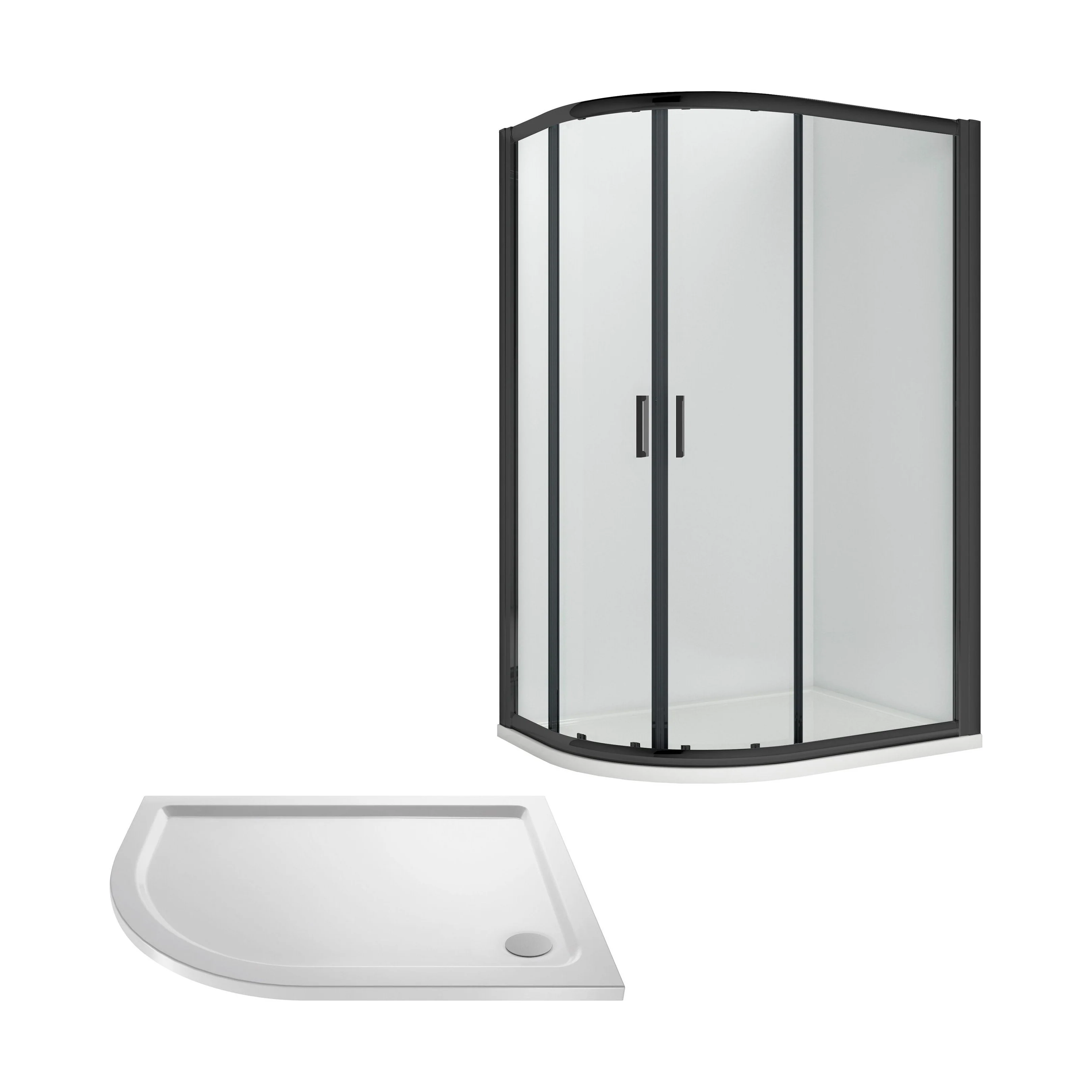 Balterley Ruwa Shower Enclosure Bundle: Offset Left Hand Quadrant & Slimline Tray, 1200 x 800 mm Black/White