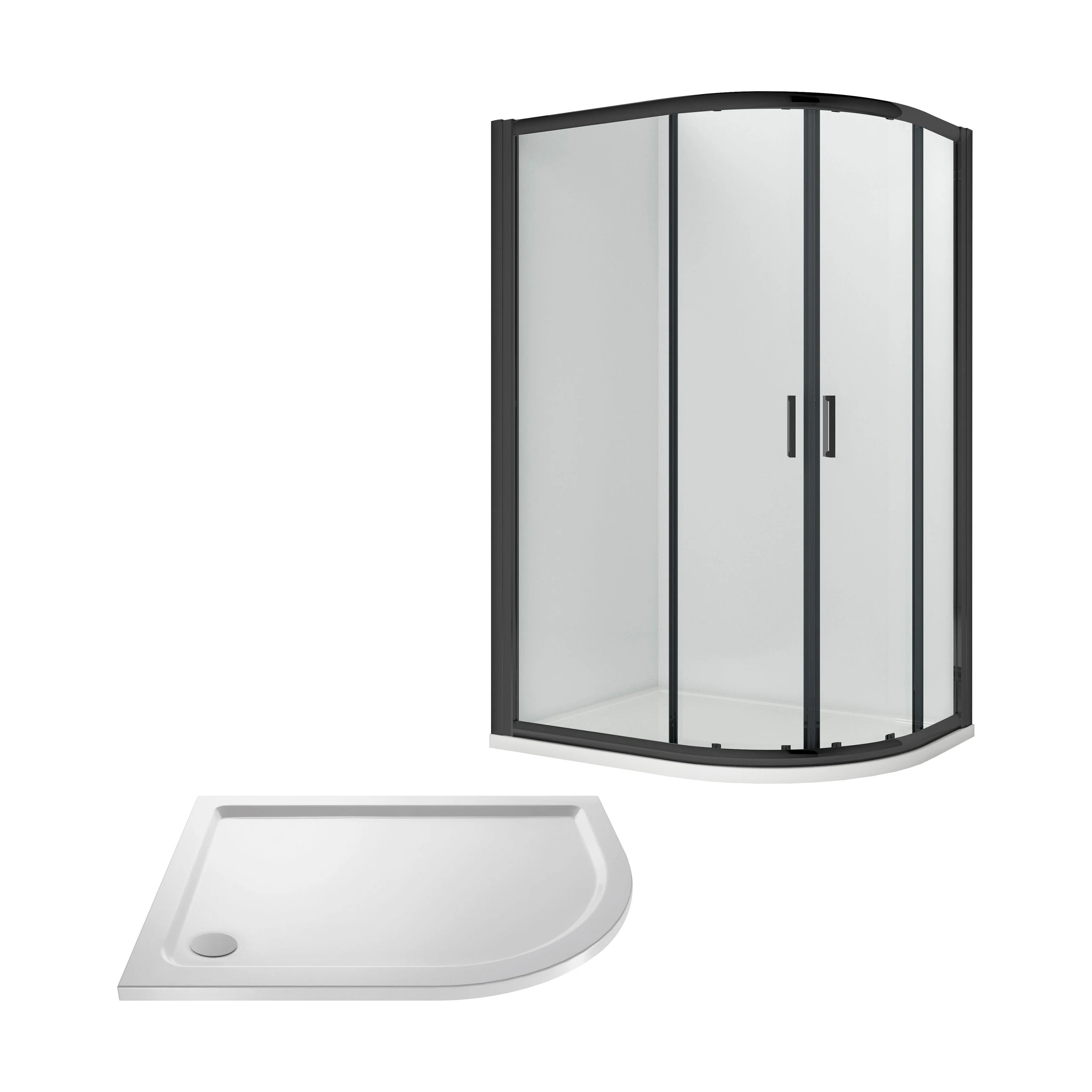 Balterley Ruwa Shower Enclosure Bundle: Offset Right Hand Quadrant & Slimline Tray, 1200 x 800 mm Black/White