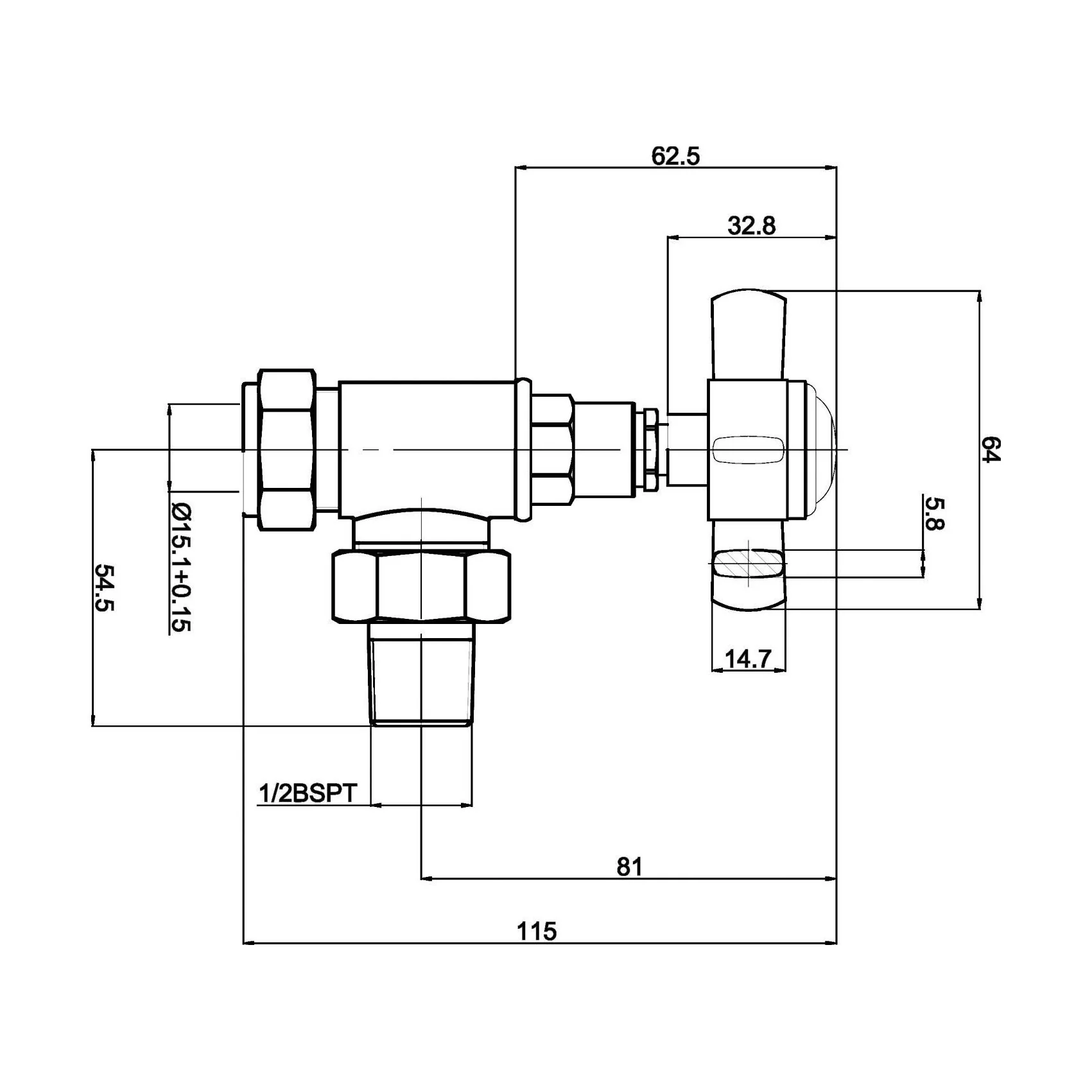 Balterley Heating Crosshead Angled Radiator Valve Pack (Pairs) - Chrome - Image 2