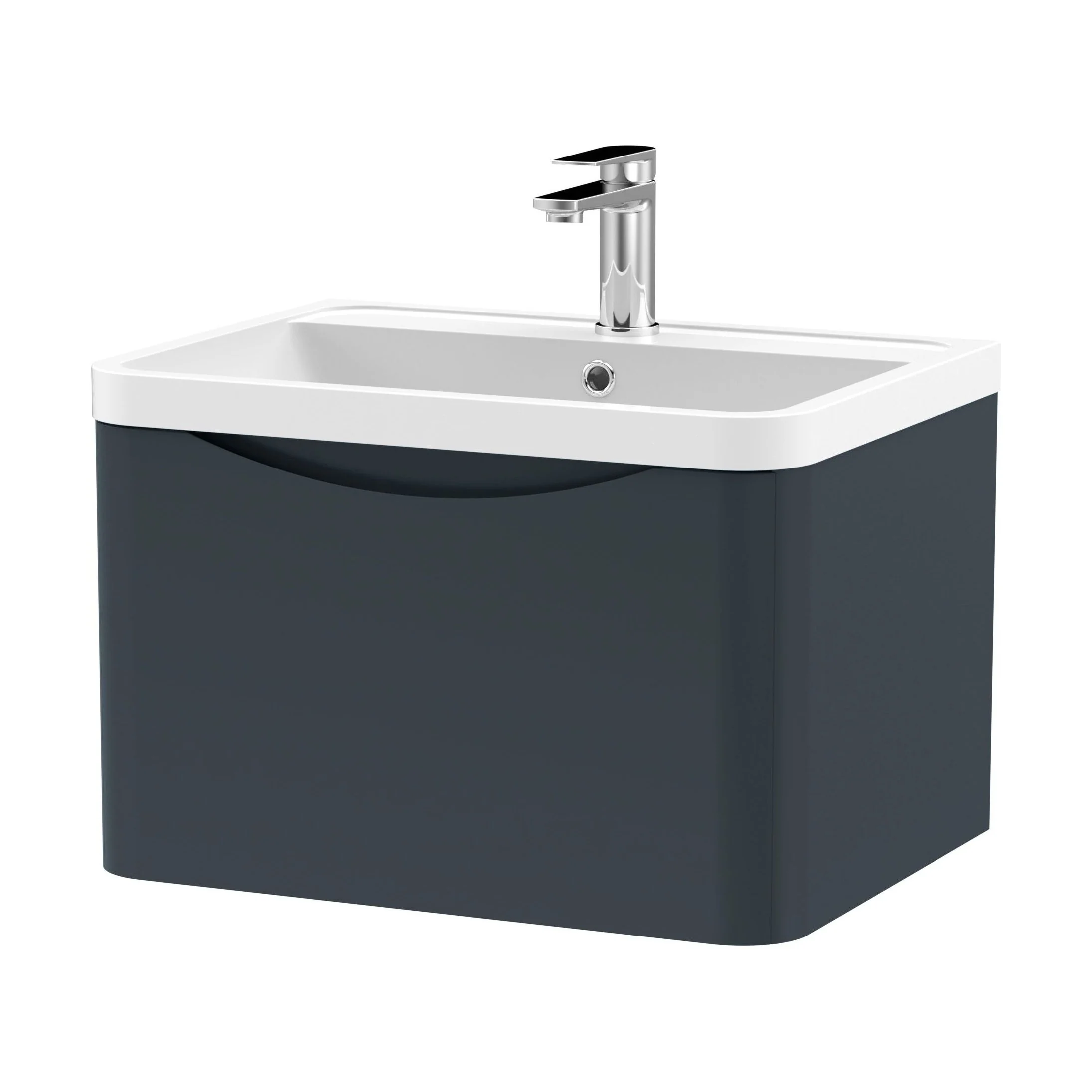 Balterley Arch Wall Hung 1 Drawer Bathroom Vanity Unit & Polymarble Basin, Dark Grey, 550mm