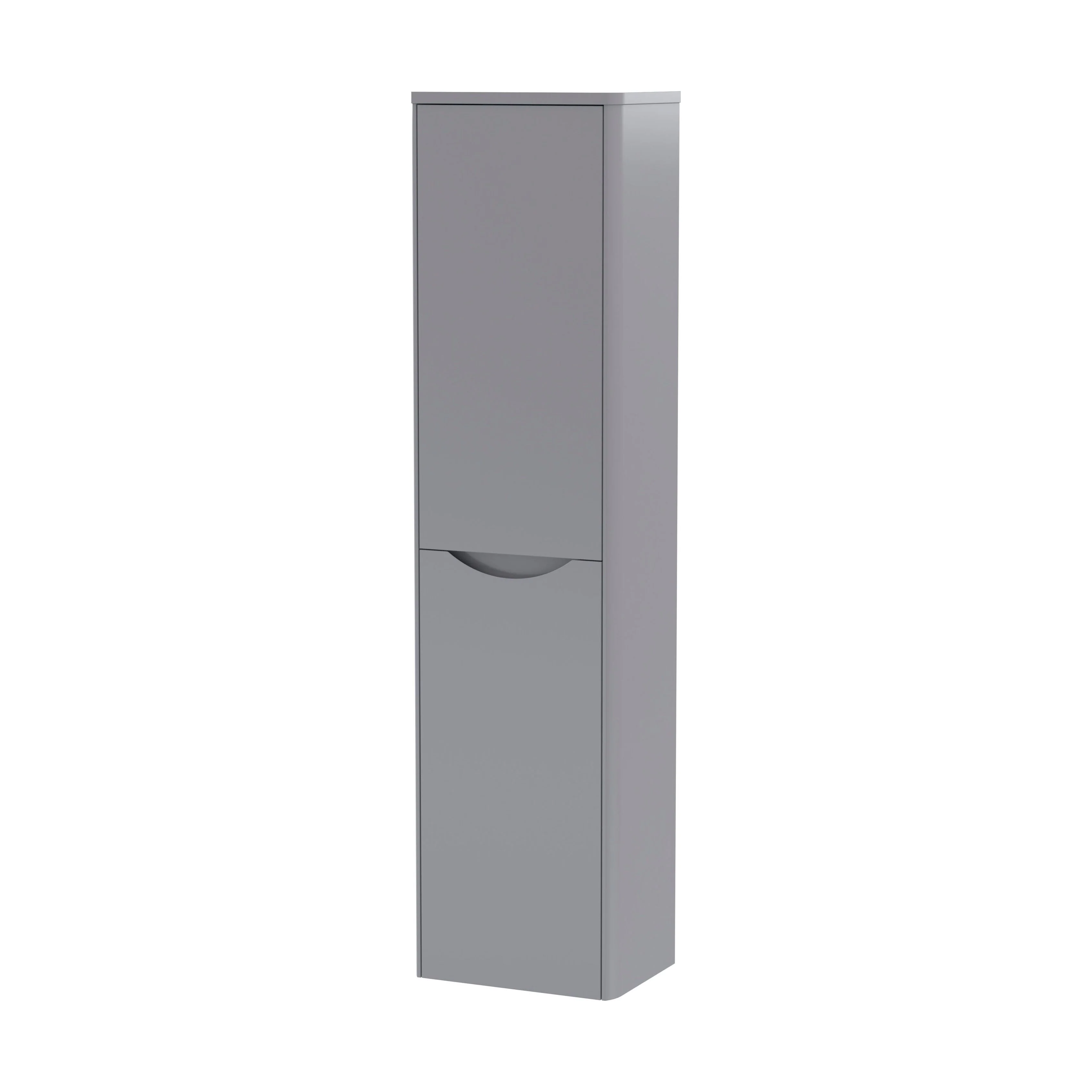 Balterley Arch Modern Bathroom 1 Soft Close Door Wall Hung Tall Cabinet, Satin Grey, 356mm
