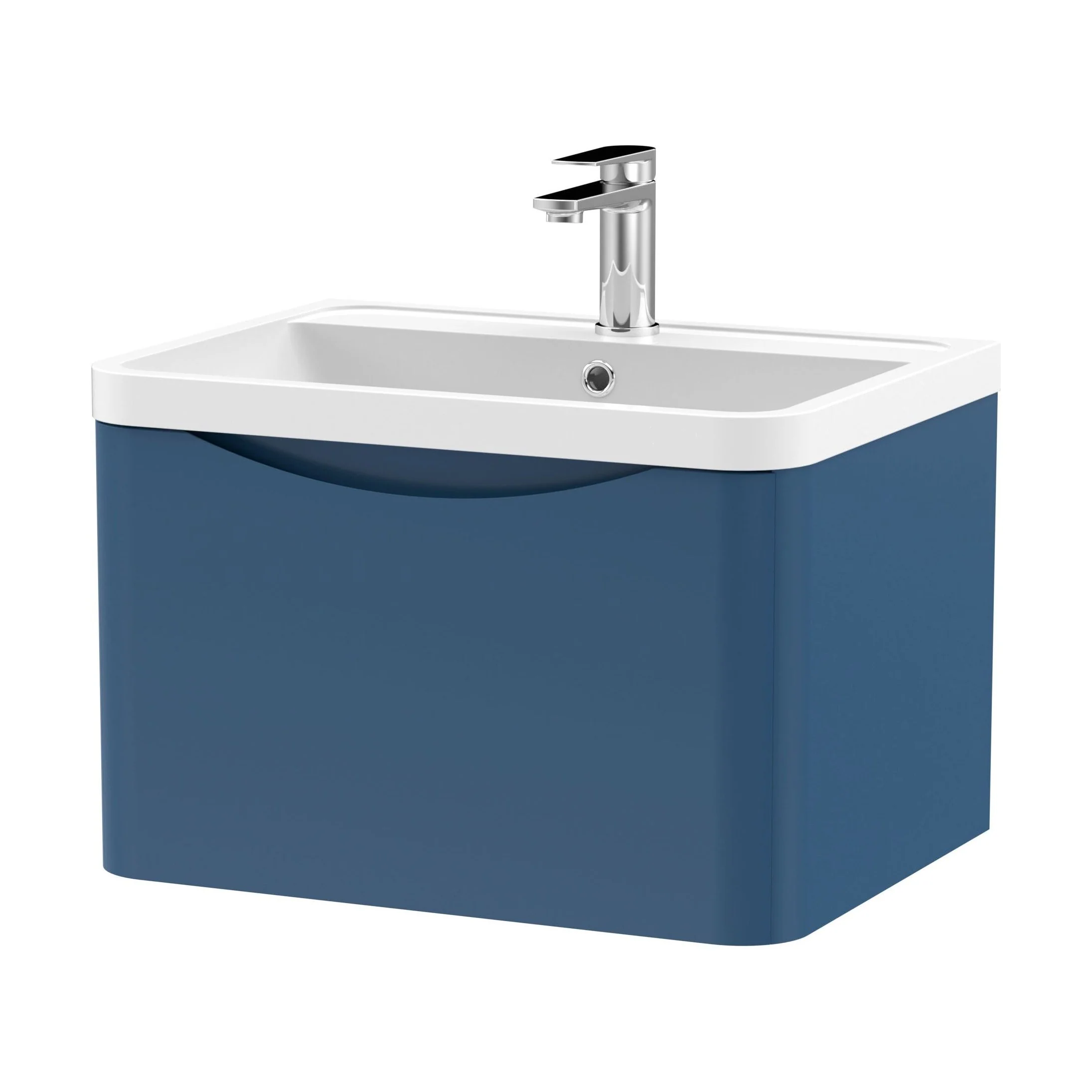 Balterley Arch Wall Hung 1 Drawer Bathroom Vanity Unit & Polymarble Basin, Satin Blue, 550mm