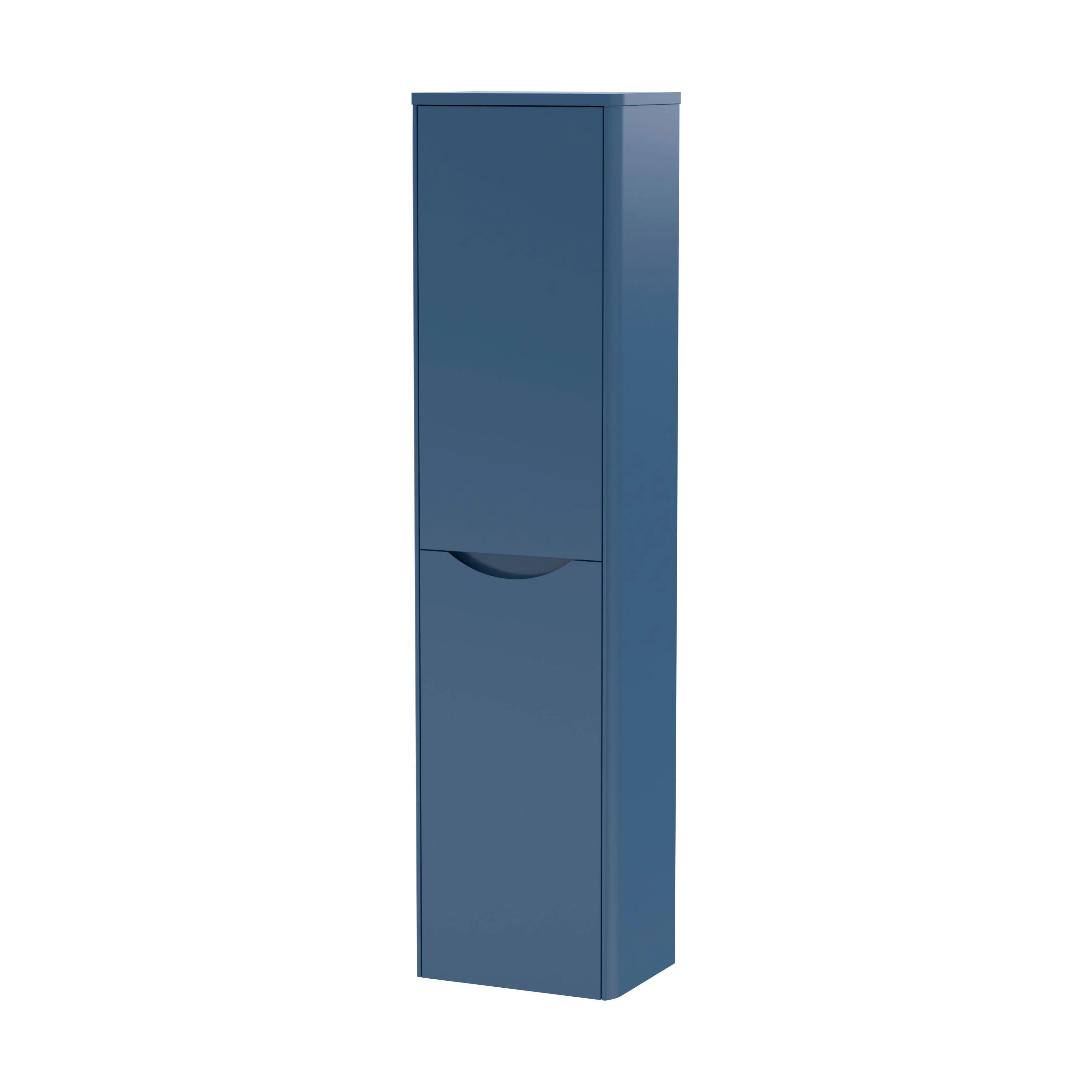 Balterley Arch Modern Bathroom 1 Soft Close Door Wall Hung Tall Cabinet, Satin Blue, 356mm