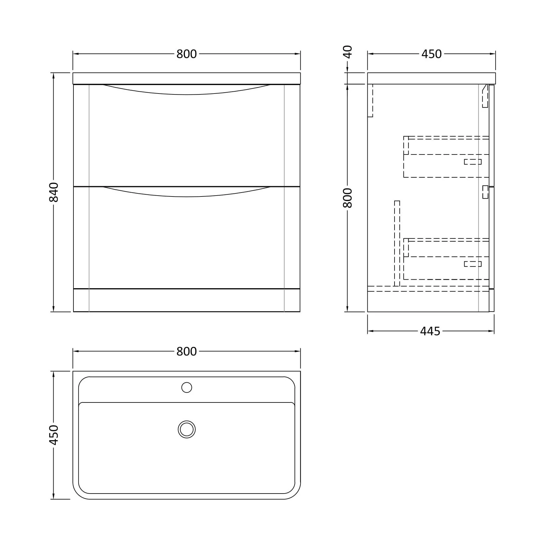 Balterley Arch Floor Standing 2 Drawer Bathroom Vanity Unit & Polymarble Basin, Satin Green, 755mm - Image 5