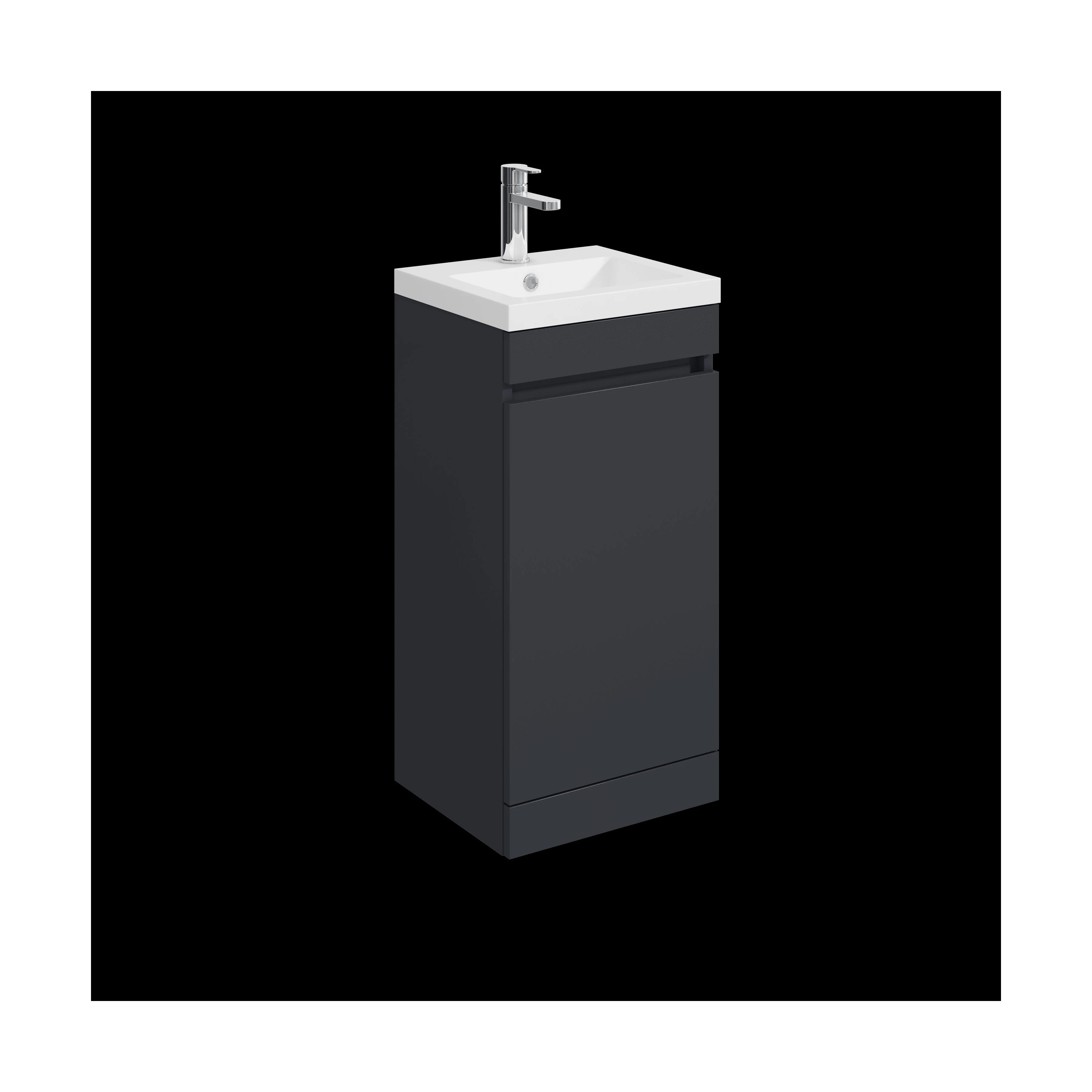 Balterley 400mm Floor Standing 1 Door Compact Unit with Polymarble Basin - Dark Grey