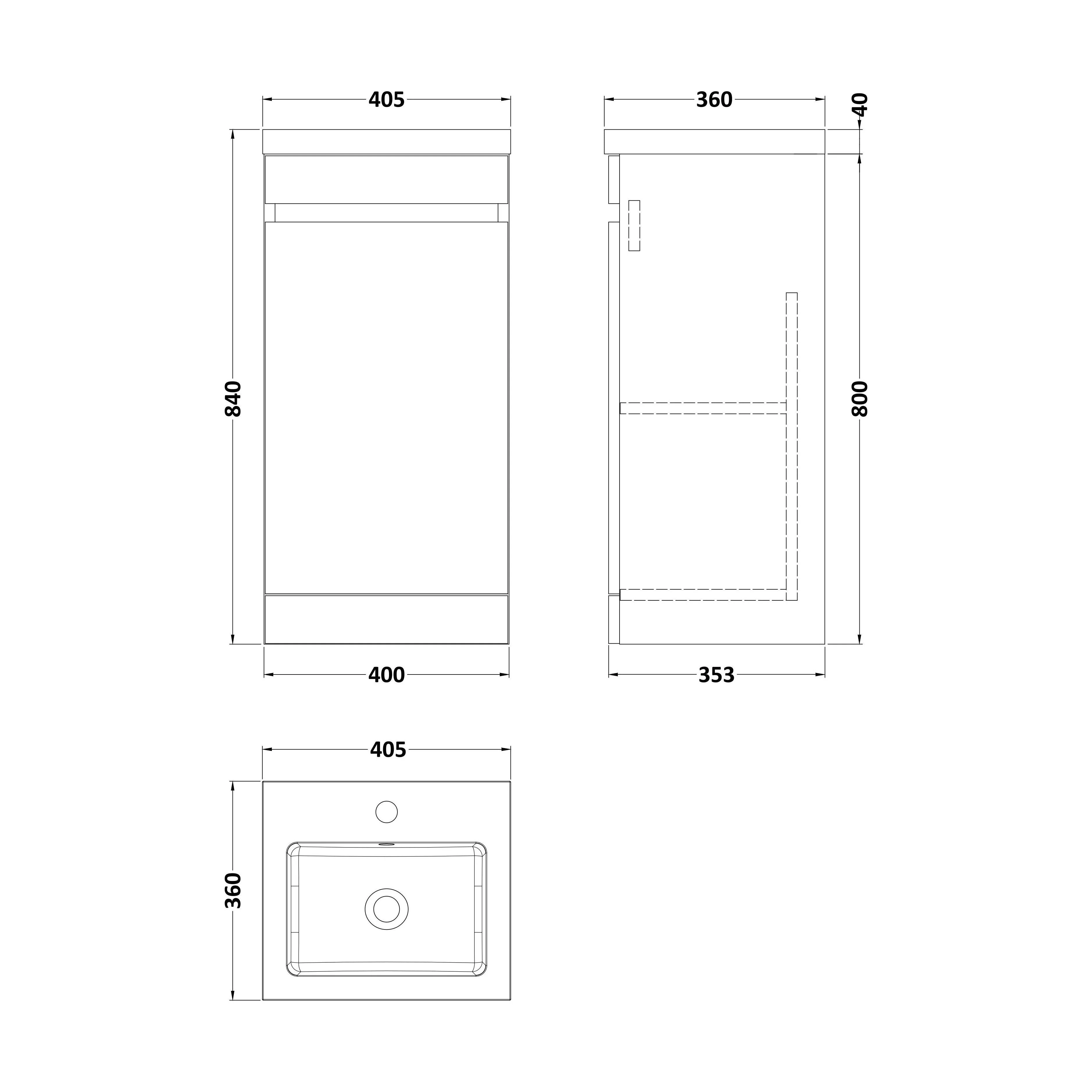 Balterley 400mm Floor Standing 1 Door Compact Unit with Polymarble Basin - Dark Grey - Image 2