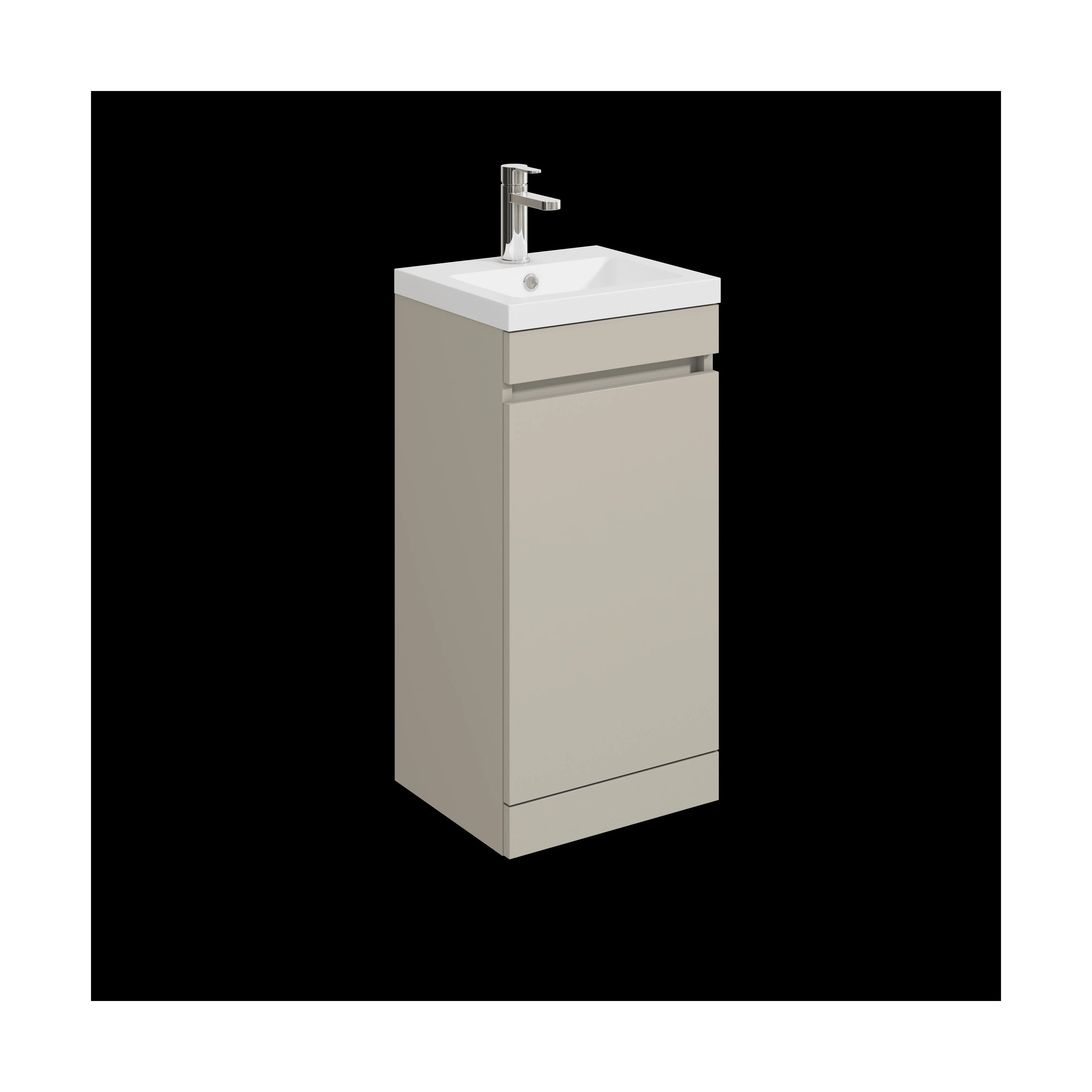 Balterley 400mm Floor Standing 1 Door Compact Unit with Polymarble Basin - Pebble Grey
