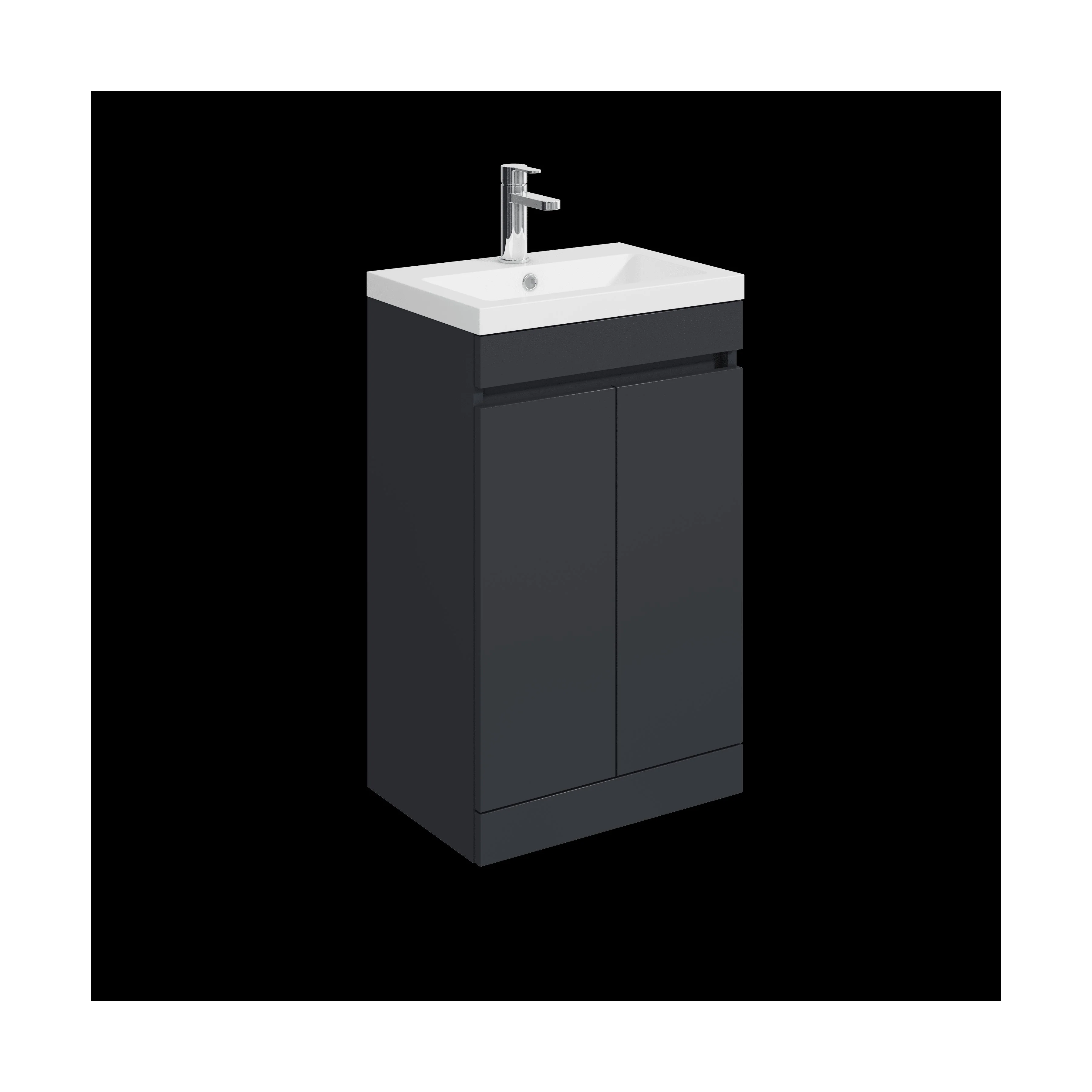 Balterley 500mm Floor Standing 2 Door Compact Unit with Polymarble Basin - Dark Grey