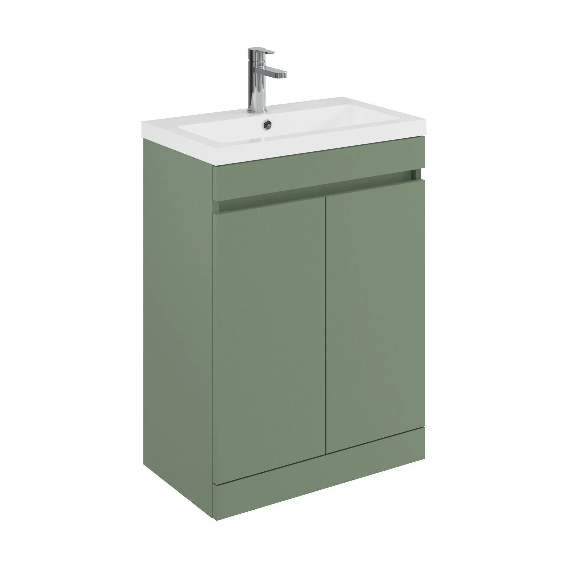 Balterley 600mm Floor Standing 2 Door Compact Unit with Polymarble Basin - Green