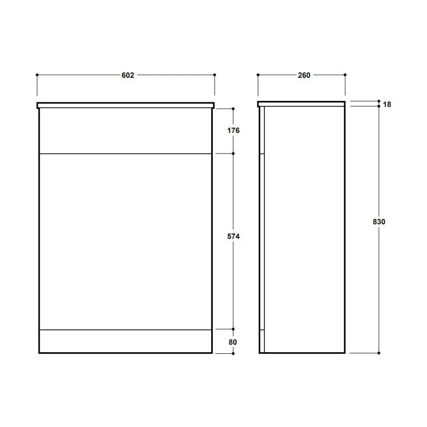 Balterley Square Floor Standing WC Back to Wall Toilet Unit, 600mm, White - Image 2