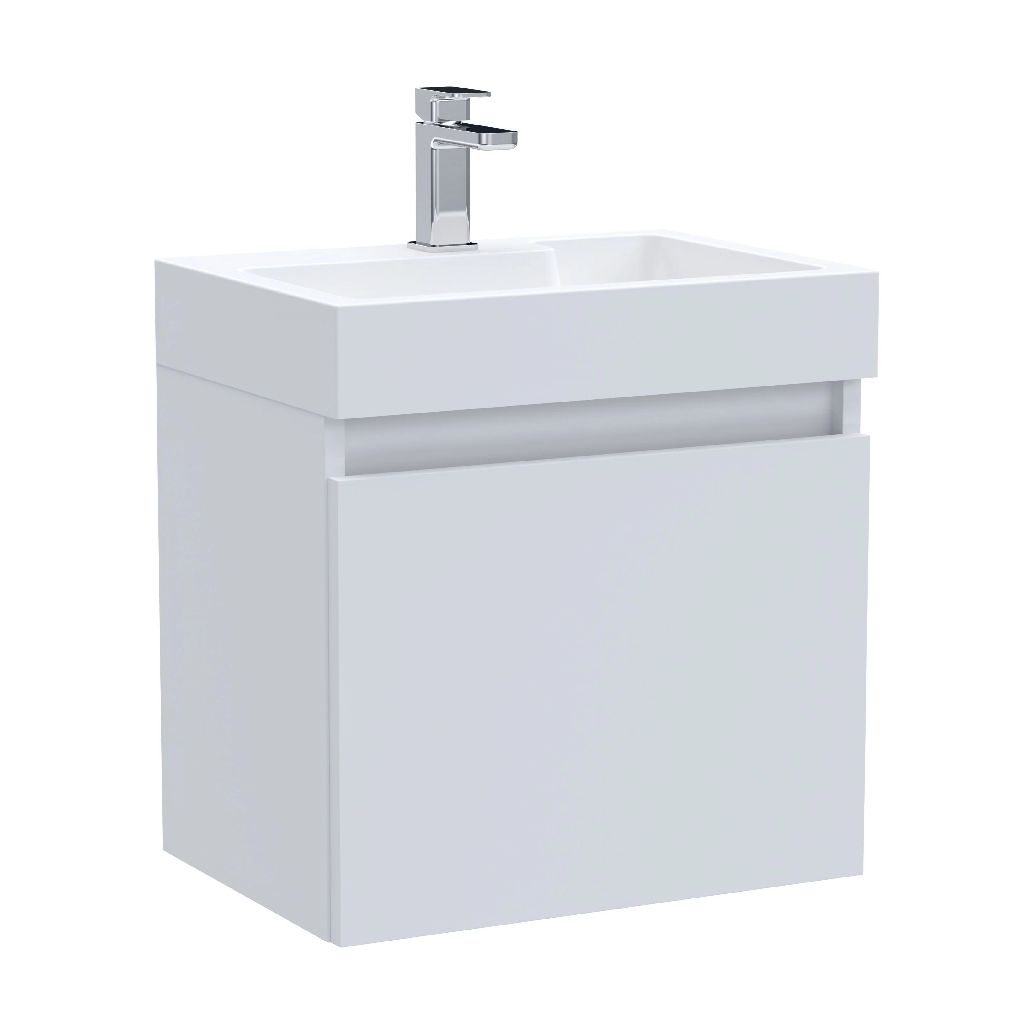 Wall Hung Vanity Basin Unit & Polymarble Basin - 500mm - Gloss White