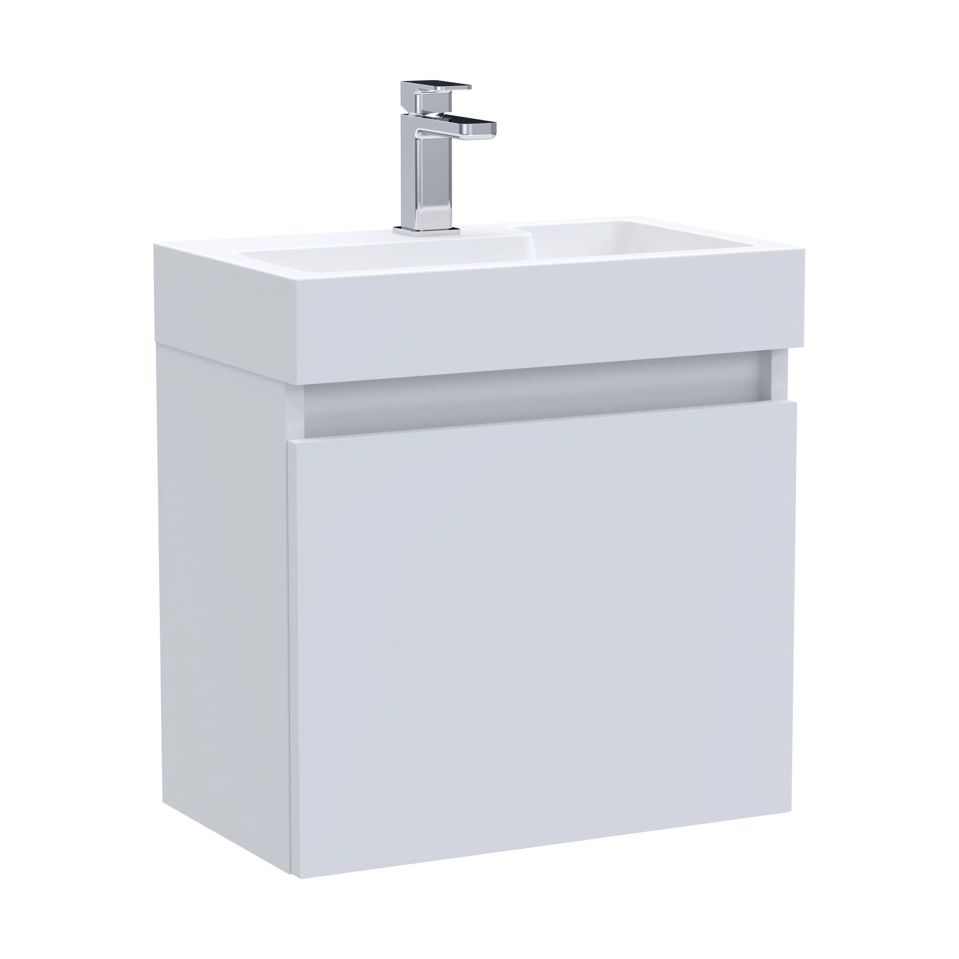 Wall Hung Vanity Basin Unit & Slimline Polymarble Basin - 500mm - Gloss White