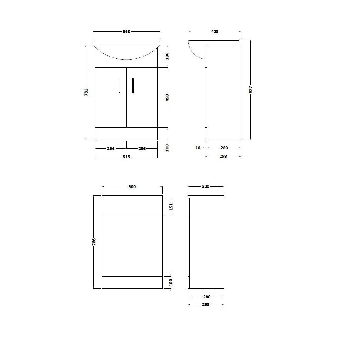 Cloakroom Furniture Pack - Cabinet, Square Basin, WC Unit, Concealed Cistern, Back to Wall Pan and Soft Close Seat - Gloss White - Image 3