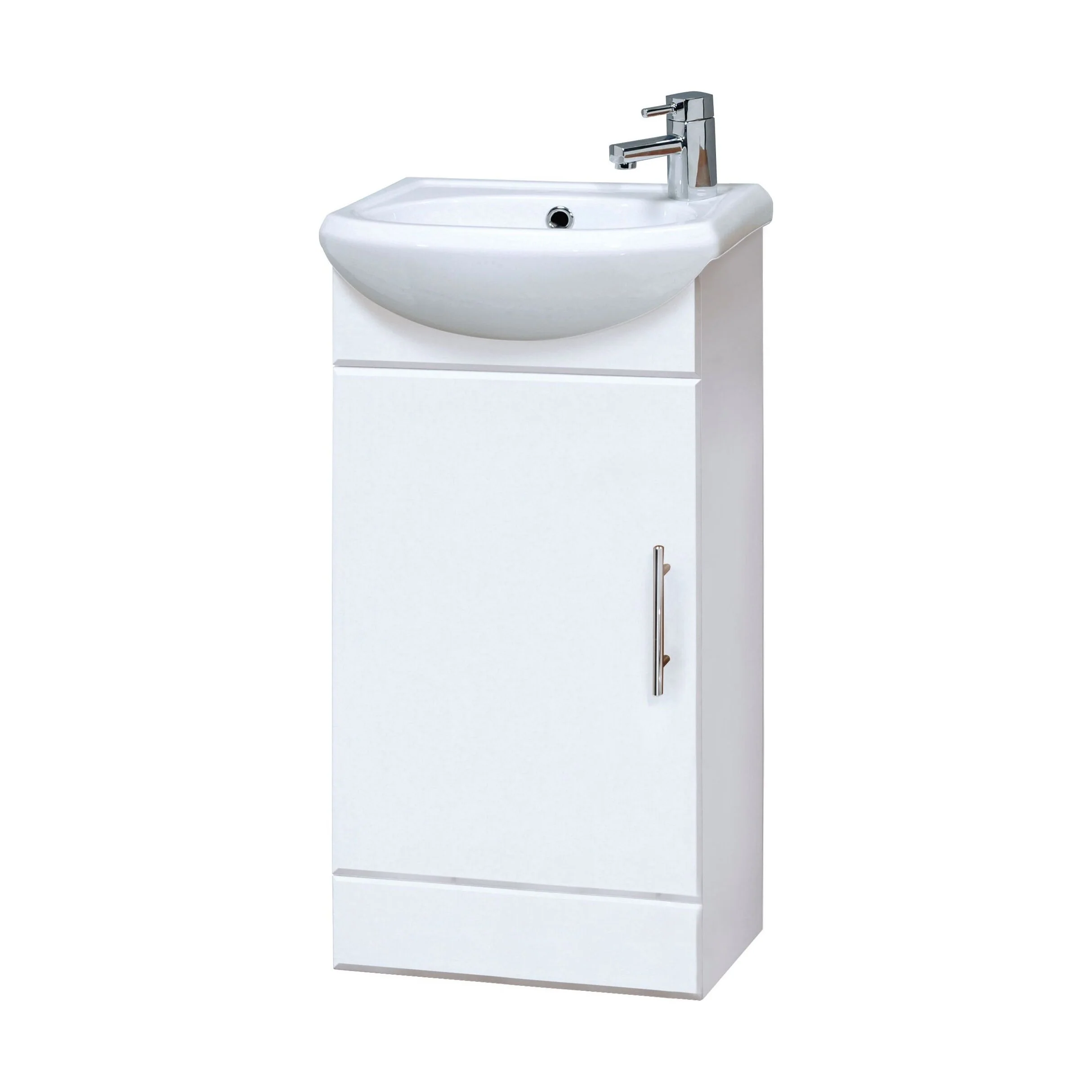 Orbit 1 Door Modern Vanity Basin Unit, Gloss White, 400x780x200mm
