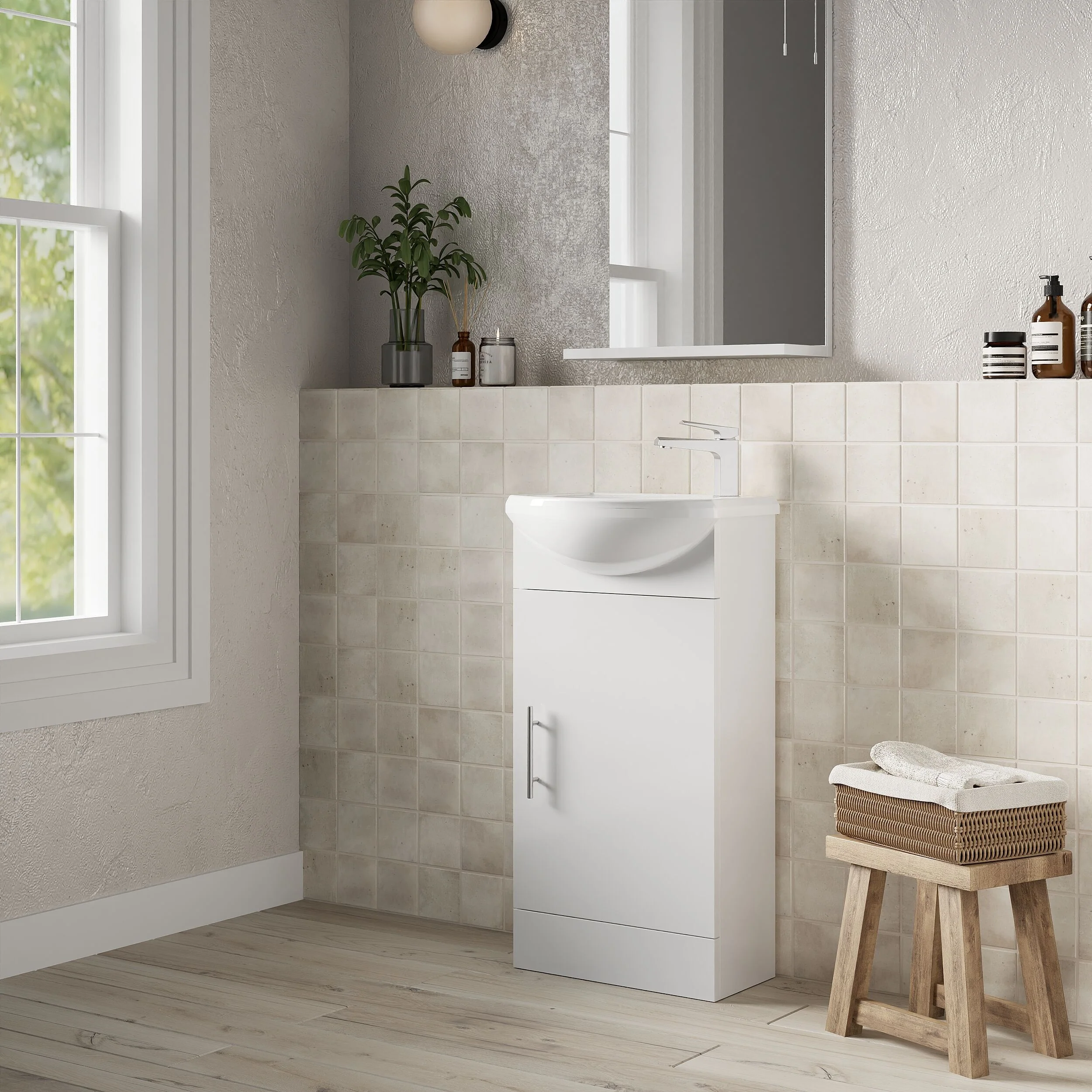 Orbit 1 Door Modern Vanity Basin Unit, Gloss White, 400x780x200mm - Image 2