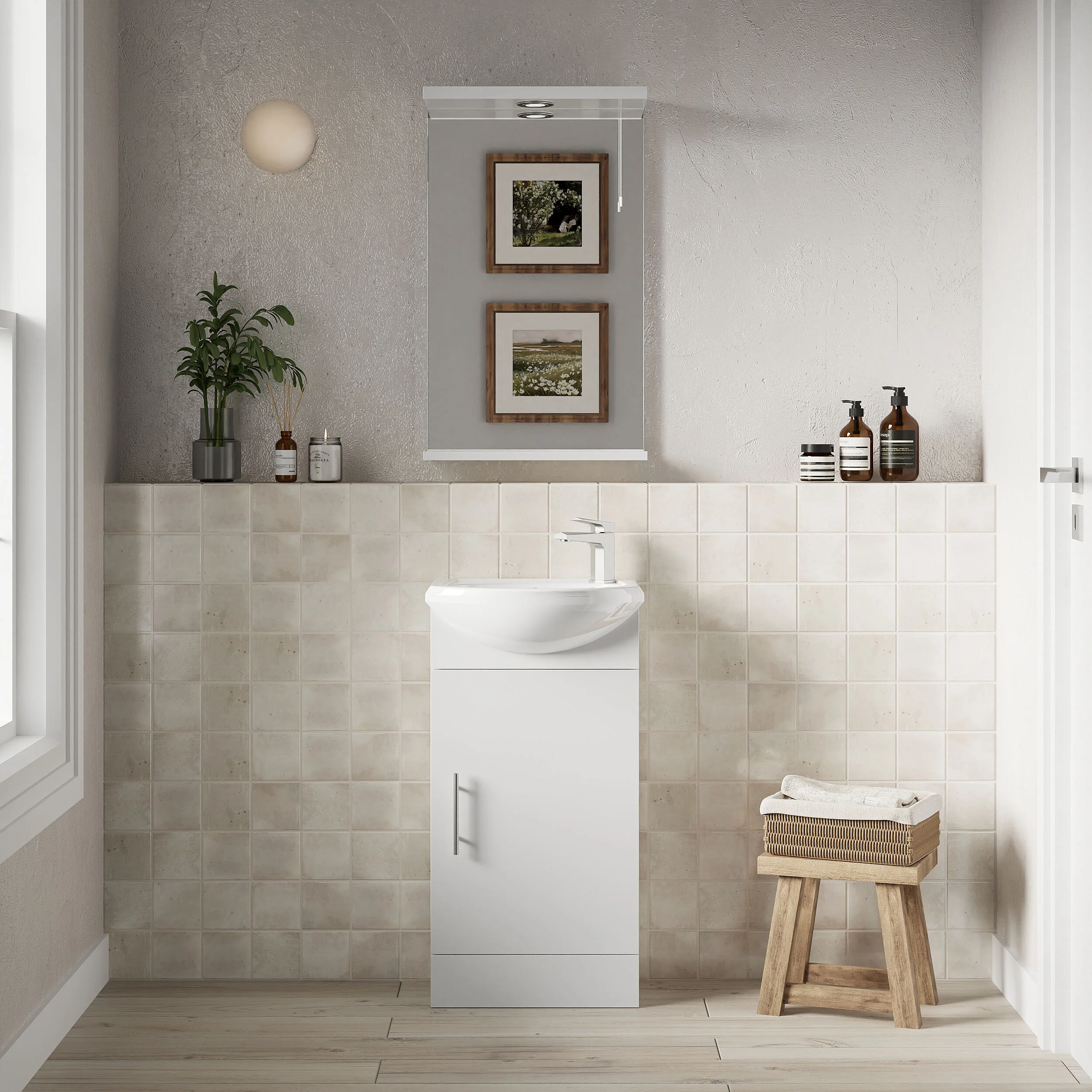 Orbit 1 Door Modern Vanity Basin Unit, Gloss White, 400x780x200mm - Image 3
