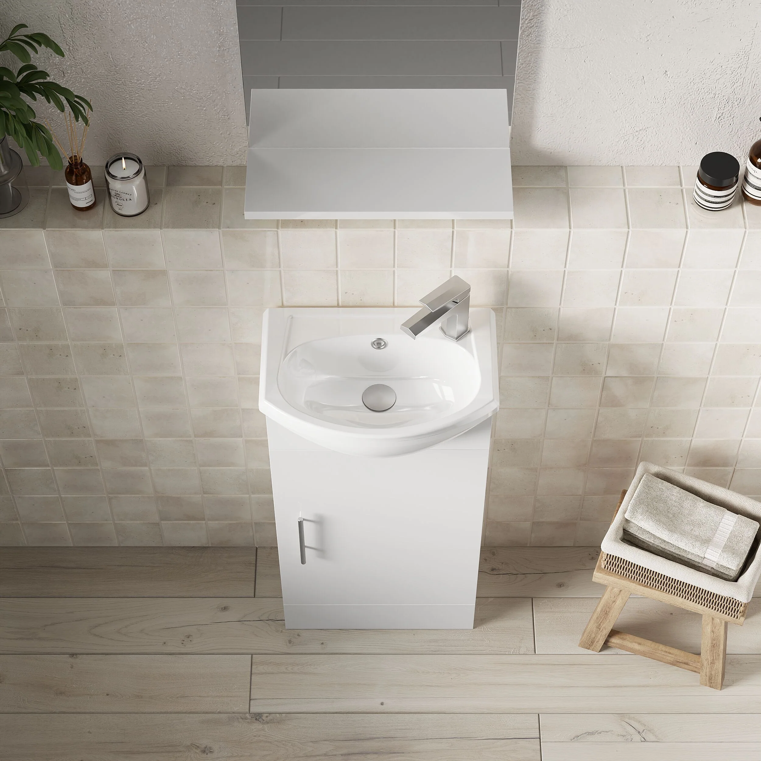 Orbit 1 Door Modern Vanity Basin Unit, Gloss White, 400x780x200mm - Image 4