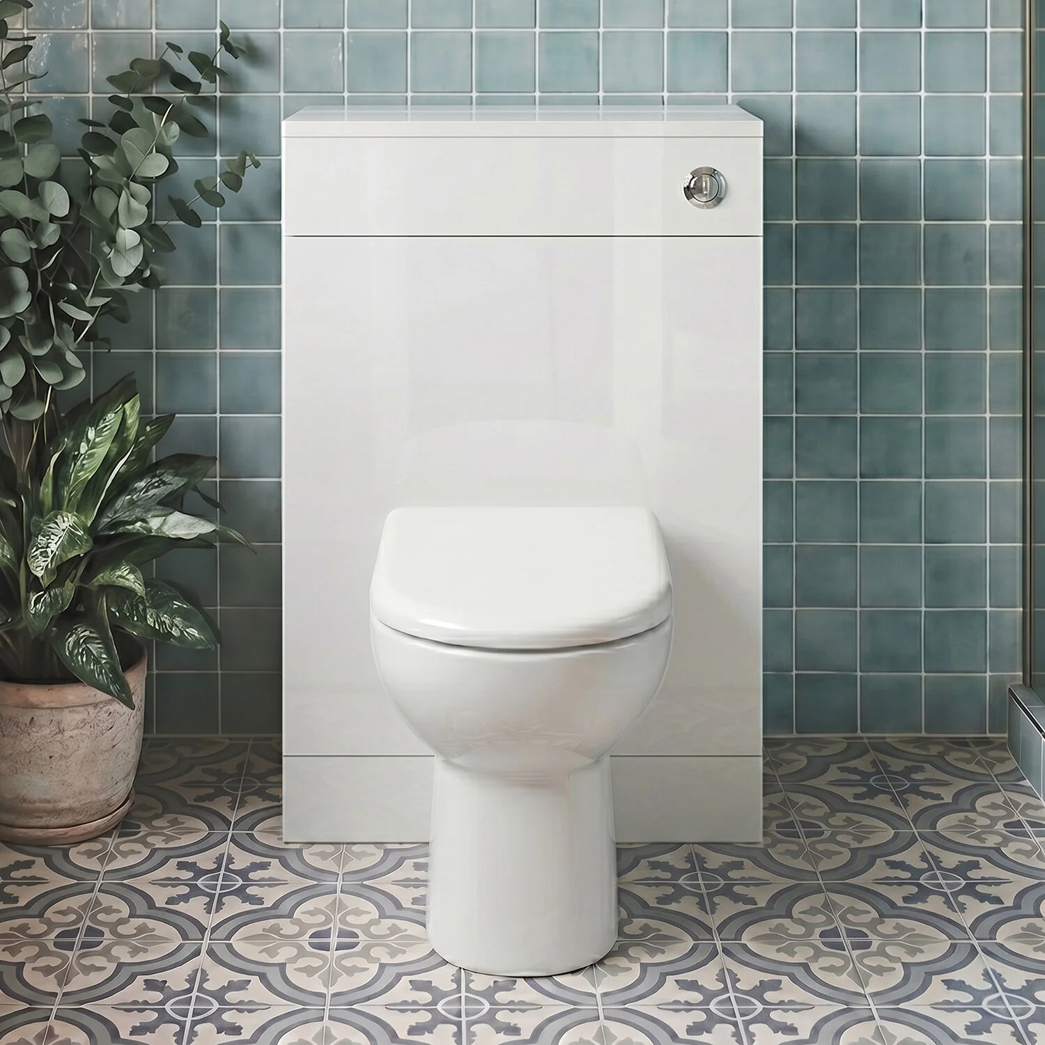 Slimline WC Toilet Unit with Concealed Cistern, 500mm Compact Design, Gloss White Finish - Modern Style by Balterley