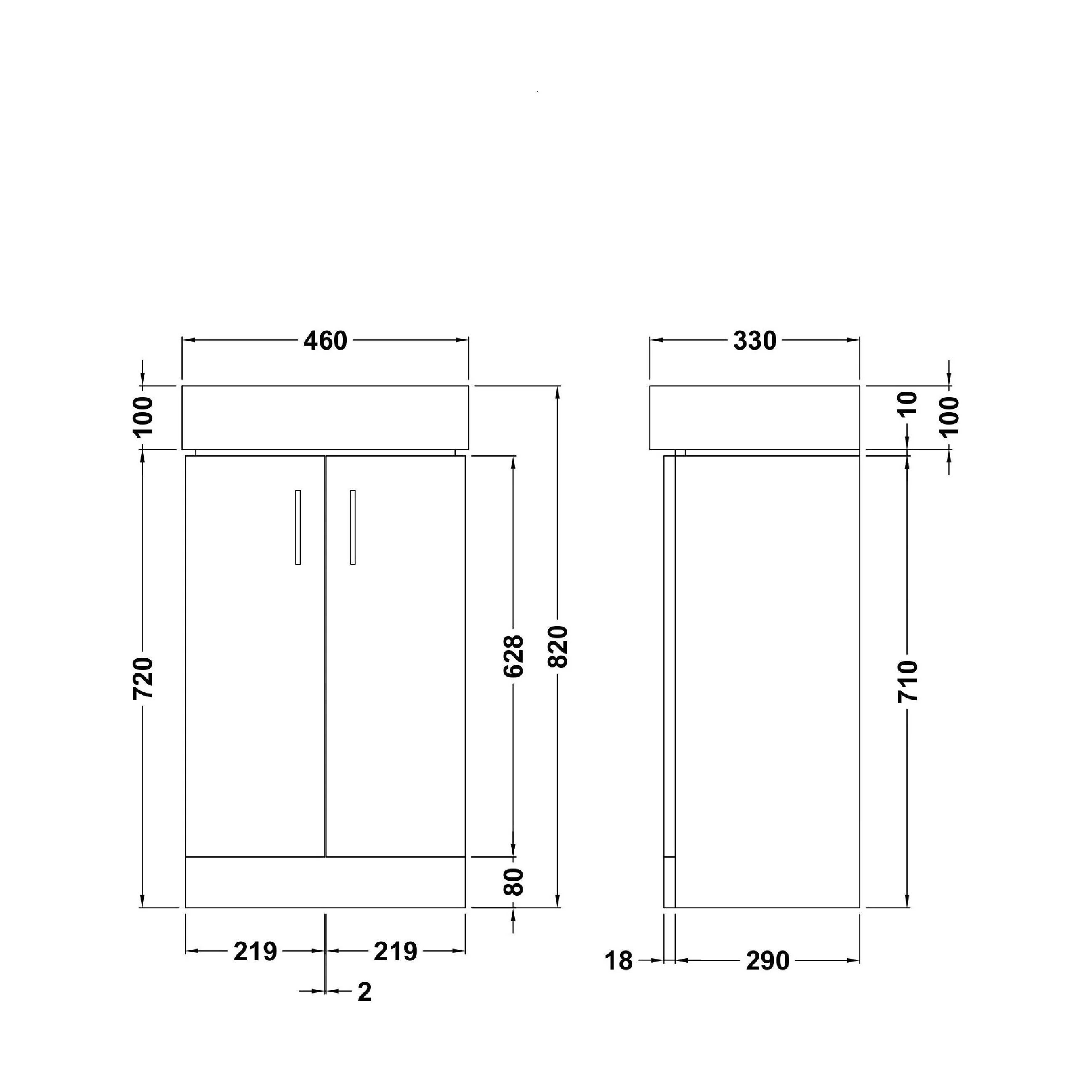 Two Door Cloakroom Vanity Ceramic Basin Unit in Gloss White Finish - Image 5