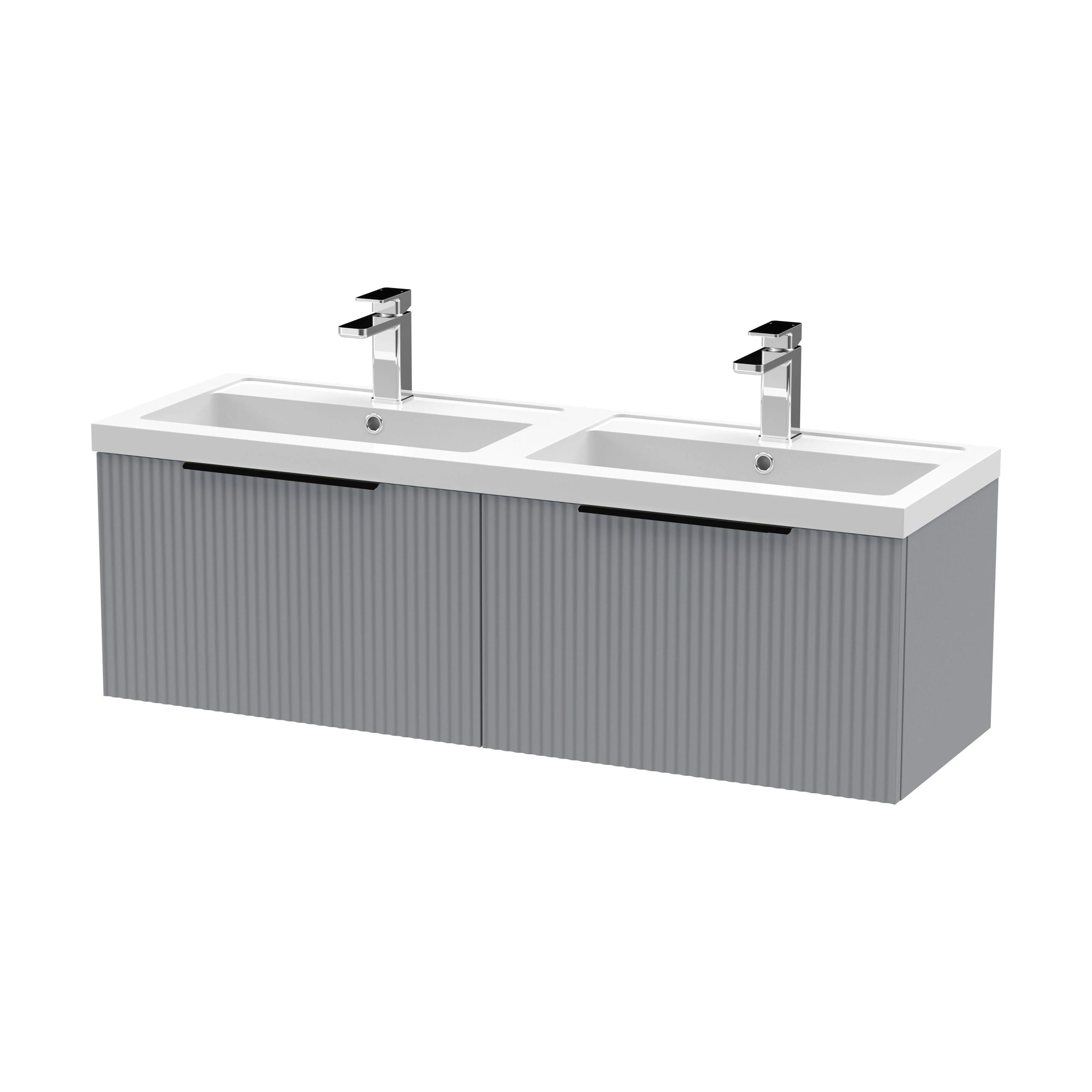 Tixall Fluted Front Wall Hung Vanity Basin Unit 800mm - 2 Drawer - Image 102