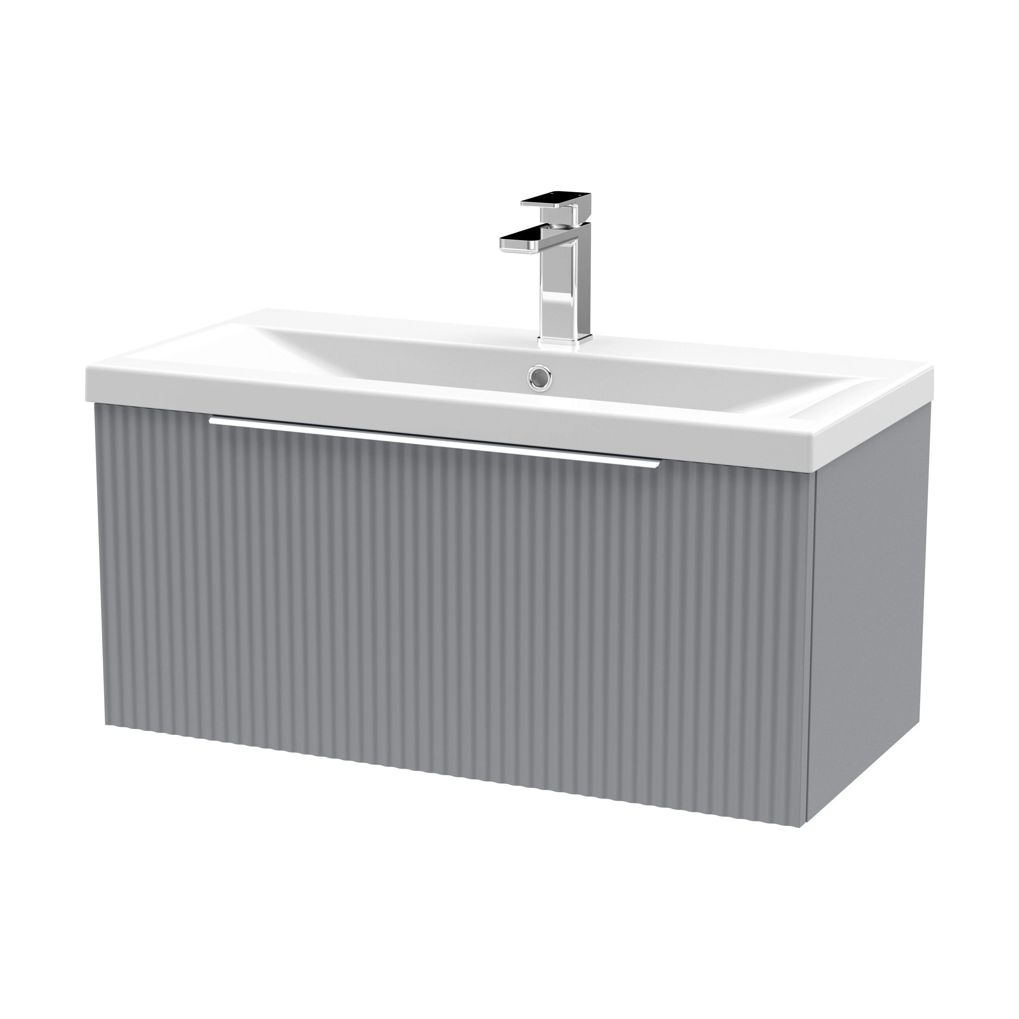 Tixall Fluted Front Wall Hung Vanity Basin Unit 800mm - 2 Drawer - Image 107