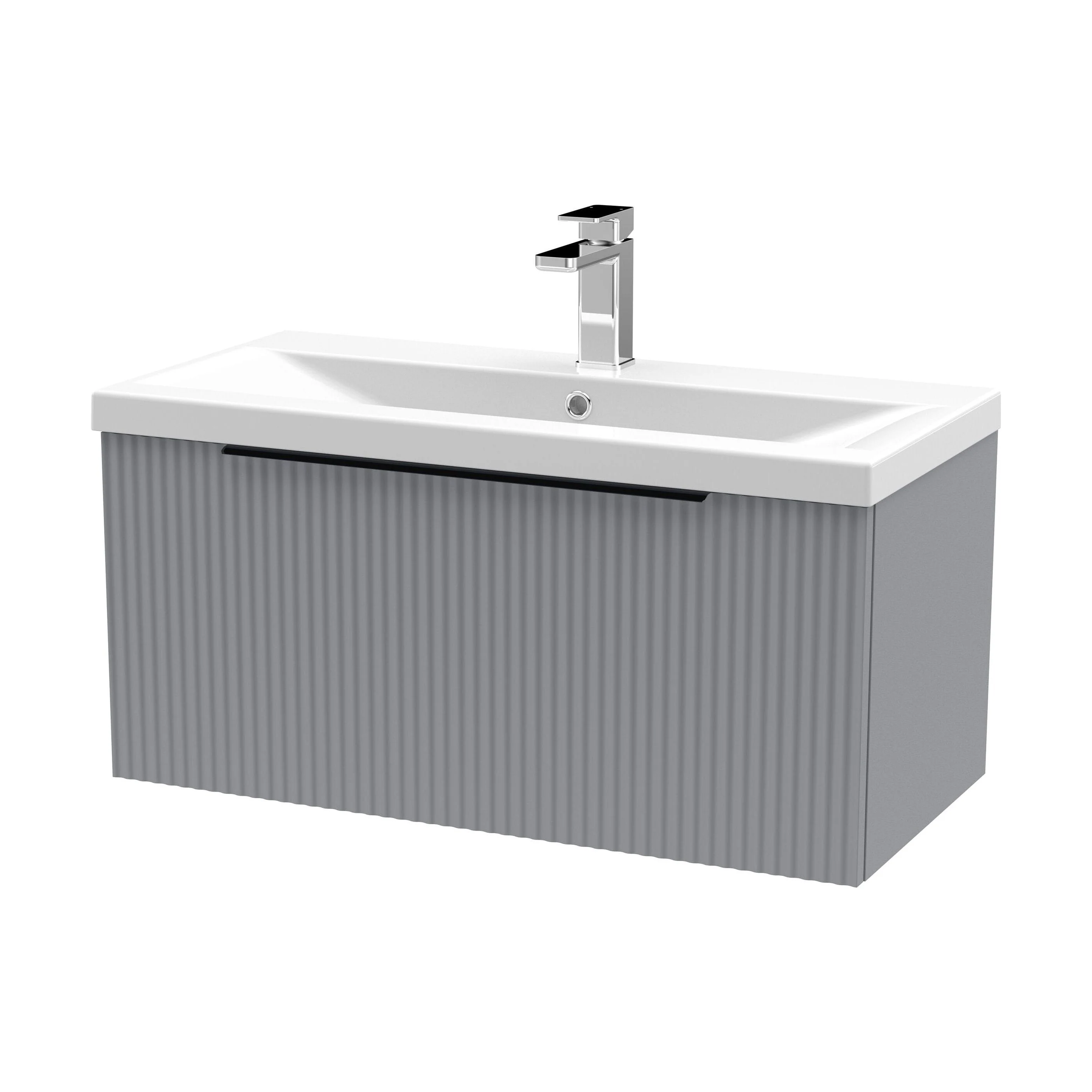 Tixall Fluted Front Wall Hung Vanity Basin Unit 800mm - 2 Drawer - Image 108