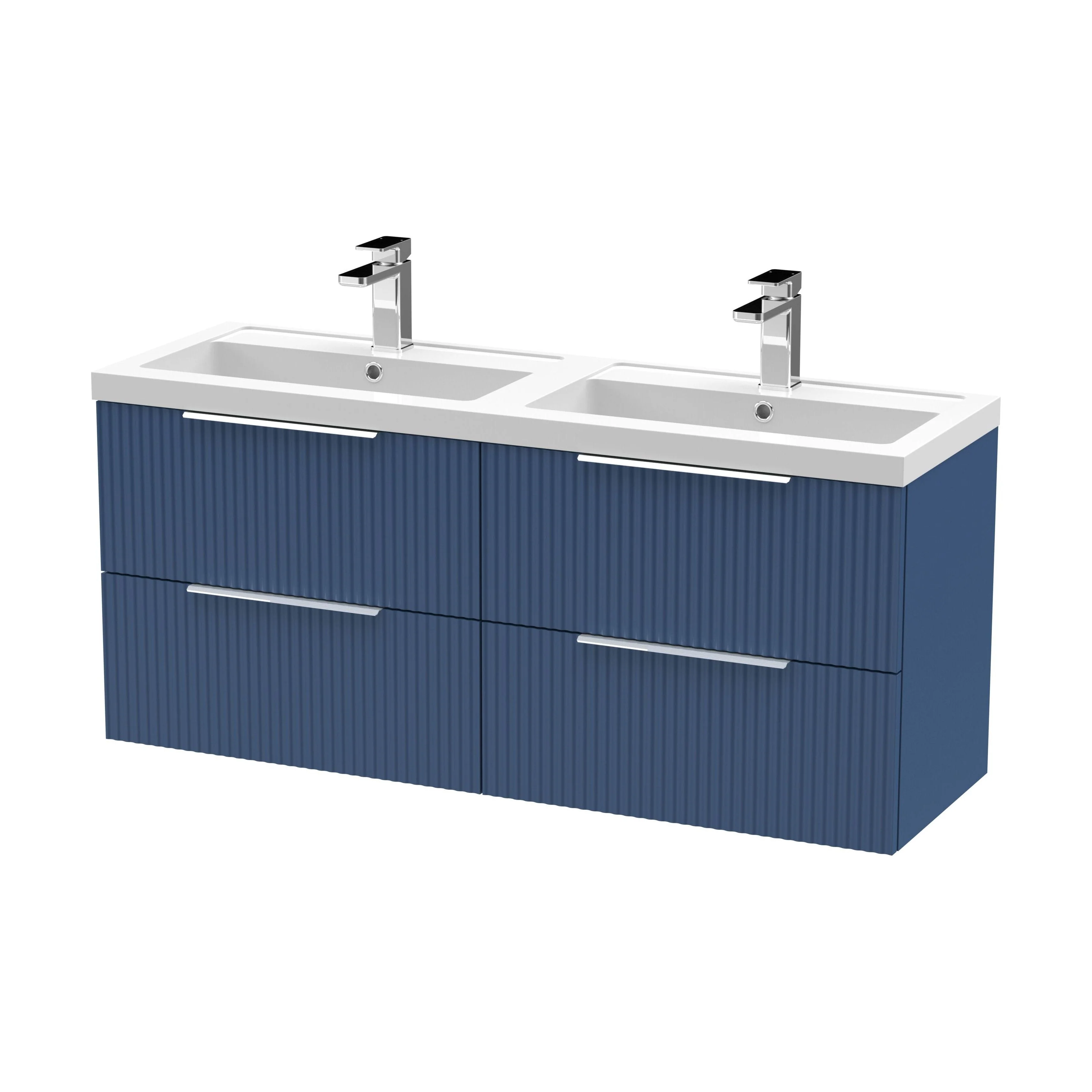 Tixall Fluted Front Wall Hung Vanity Basin Unit 800mm - 2 Drawer - Image 119