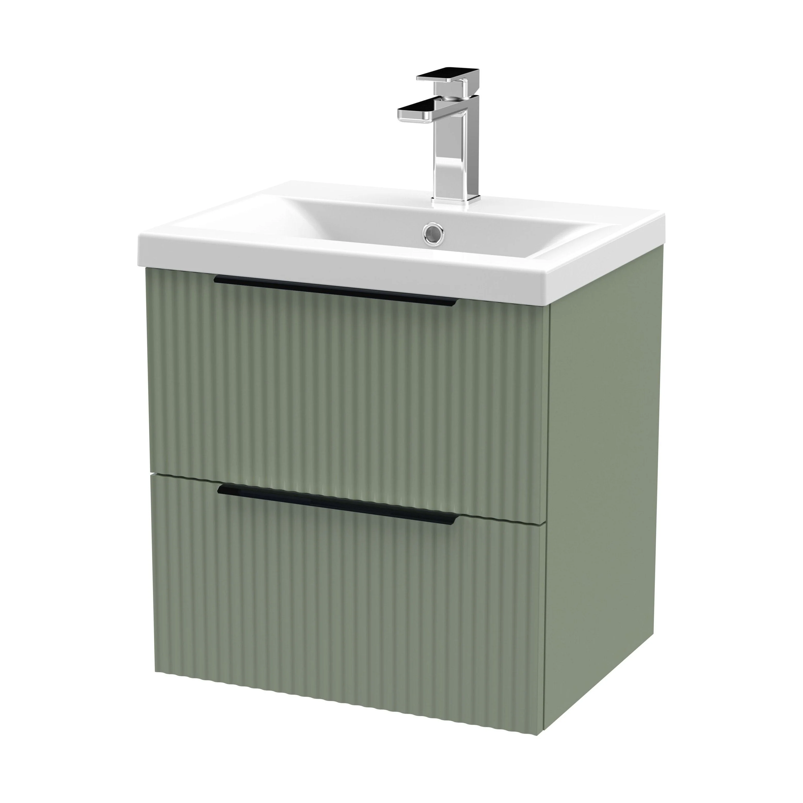 Tixall Fluted Front Wall Hung Vanity Basin Unit 800mm - 2 Drawer - Image 138