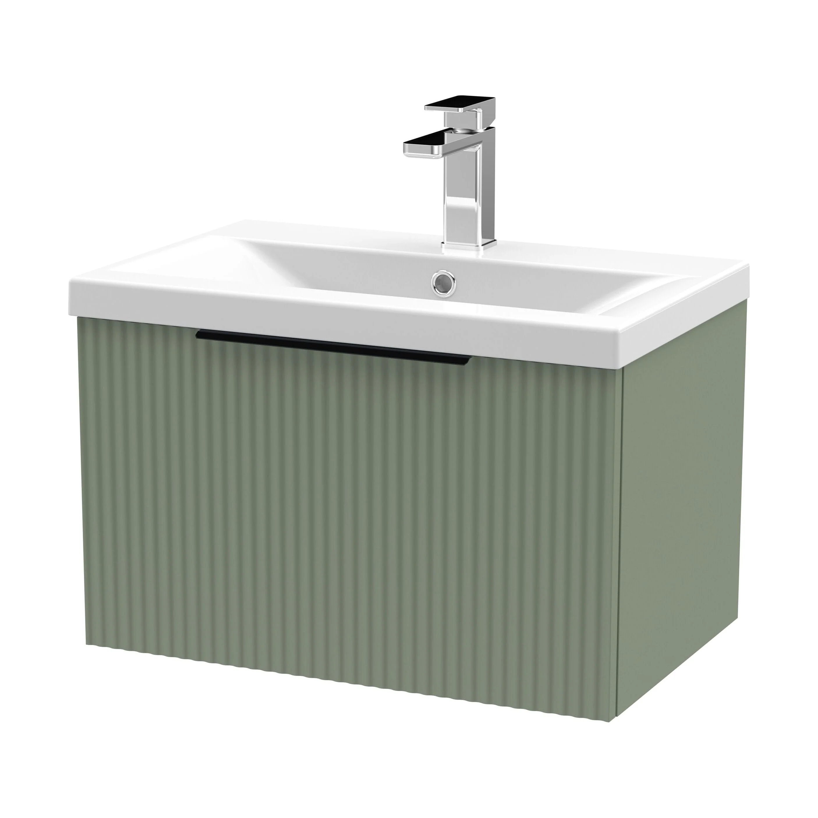 Tixall Fluted Front Wall Hung Vanity Basin Unit 800mm - 2 Drawer - Image 147