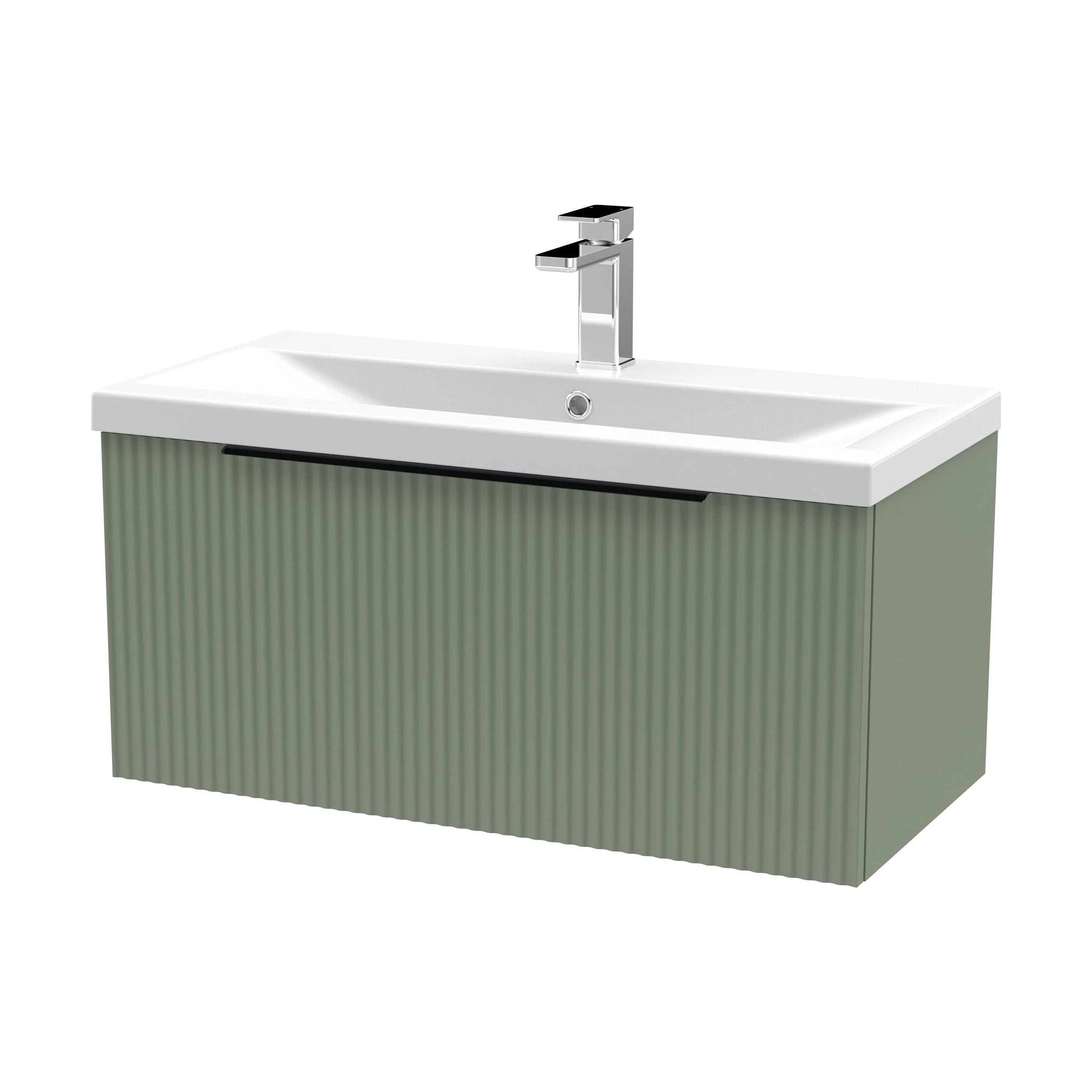 Tixall Fluted Front Wall Hung Vanity Basin Unit 800mm - 2 Drawer - Image 156
