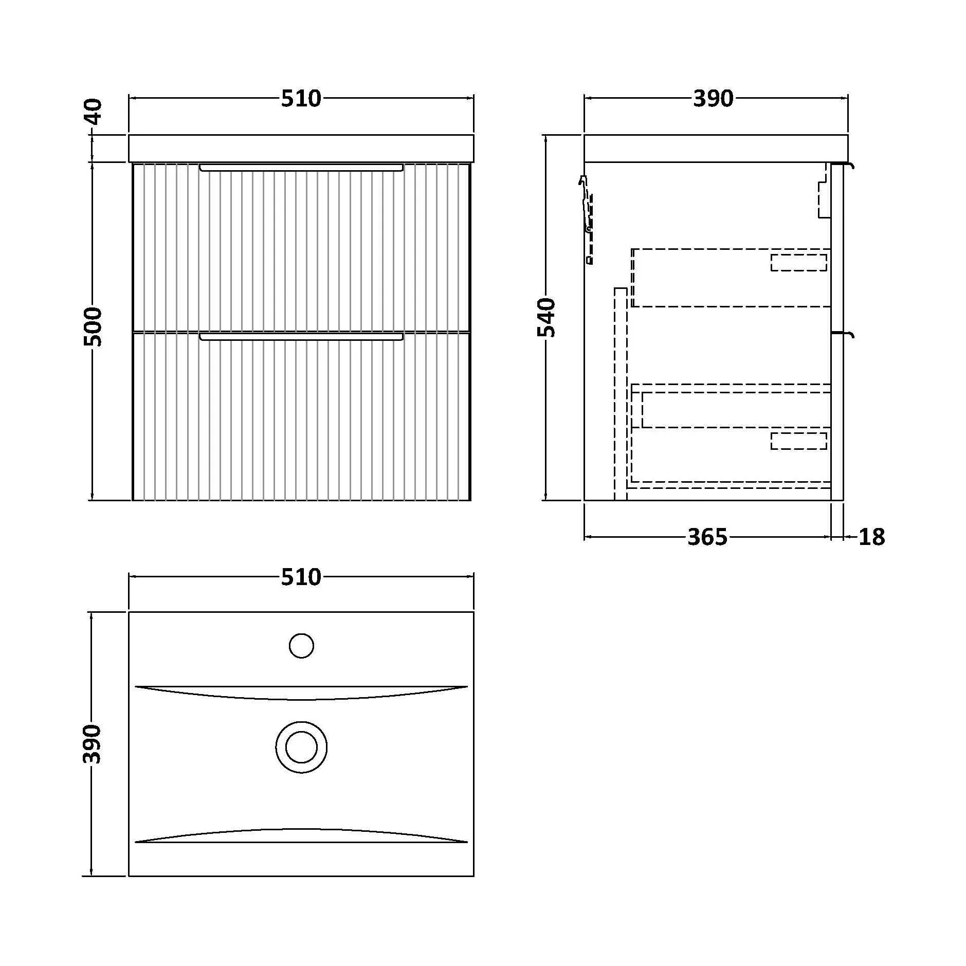 Tixall Fluted Front Wall Hung Vanity Basin Unit 800mm - 2 Drawer - Image 175