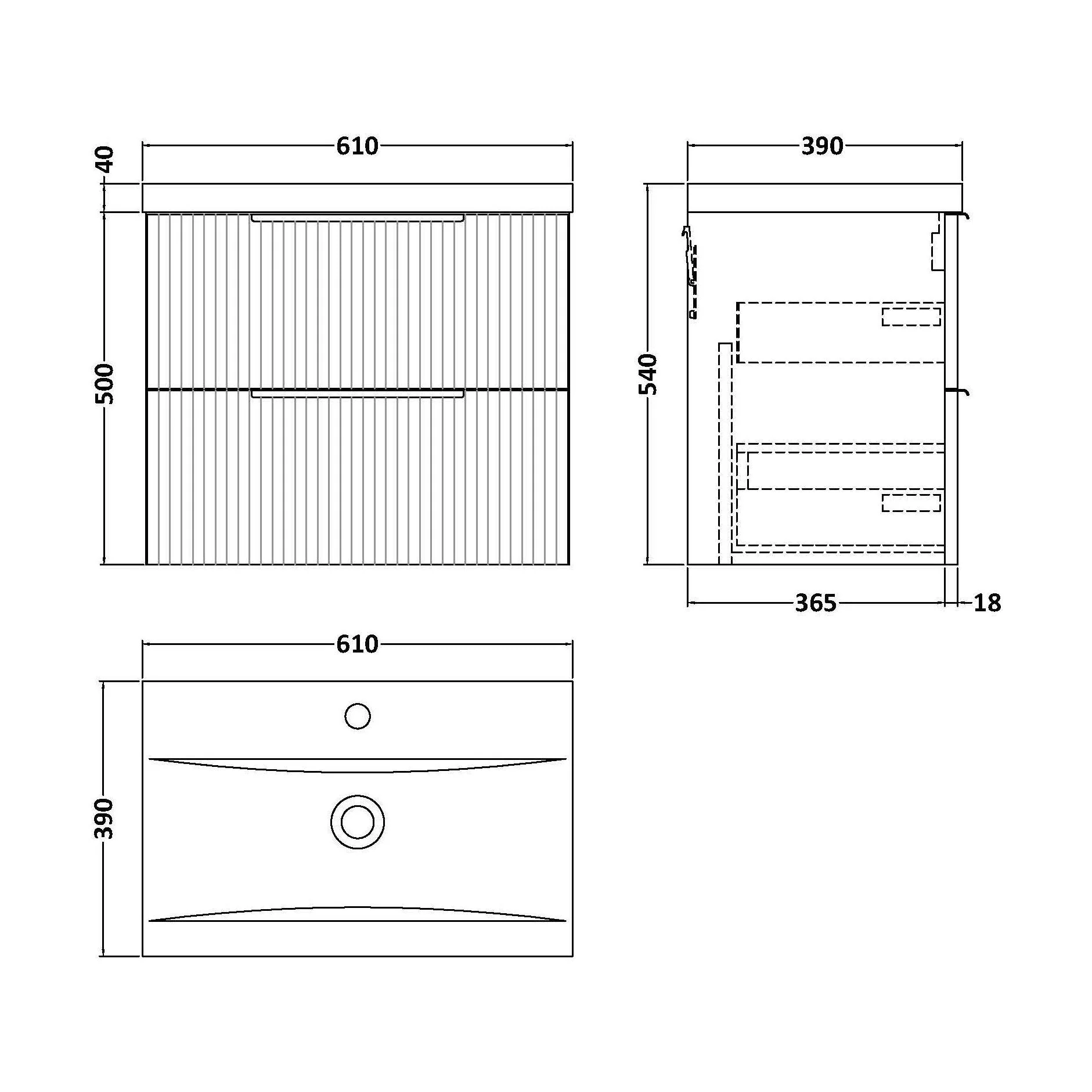 Tixall Fluted Front Wall Hung Vanity Basin Unit 800mm - 2 Drawer - Image 176