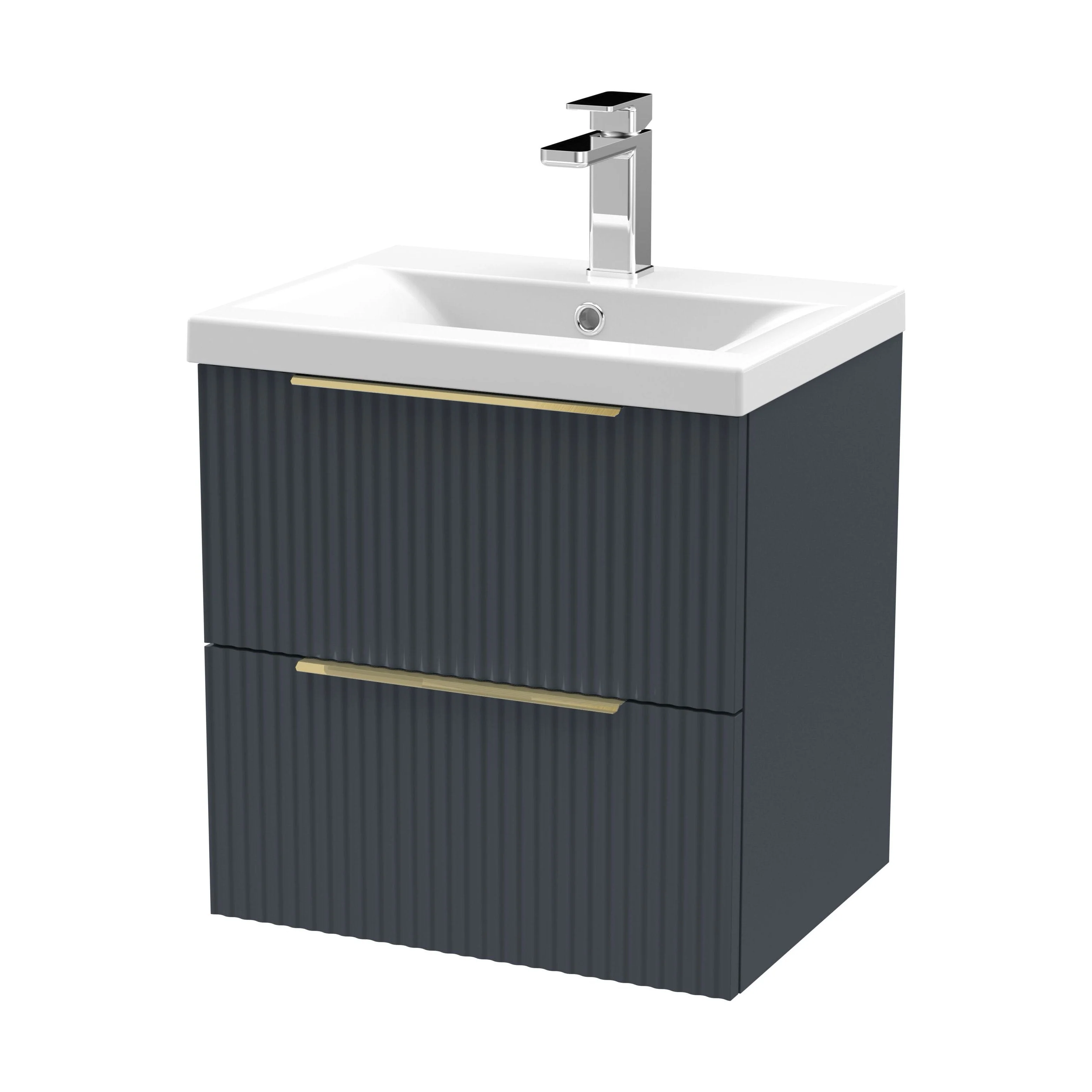 Tixall Fluted Front Wall Hung Vanity Basin Unit 800mm - 2 Drawer - Image 43