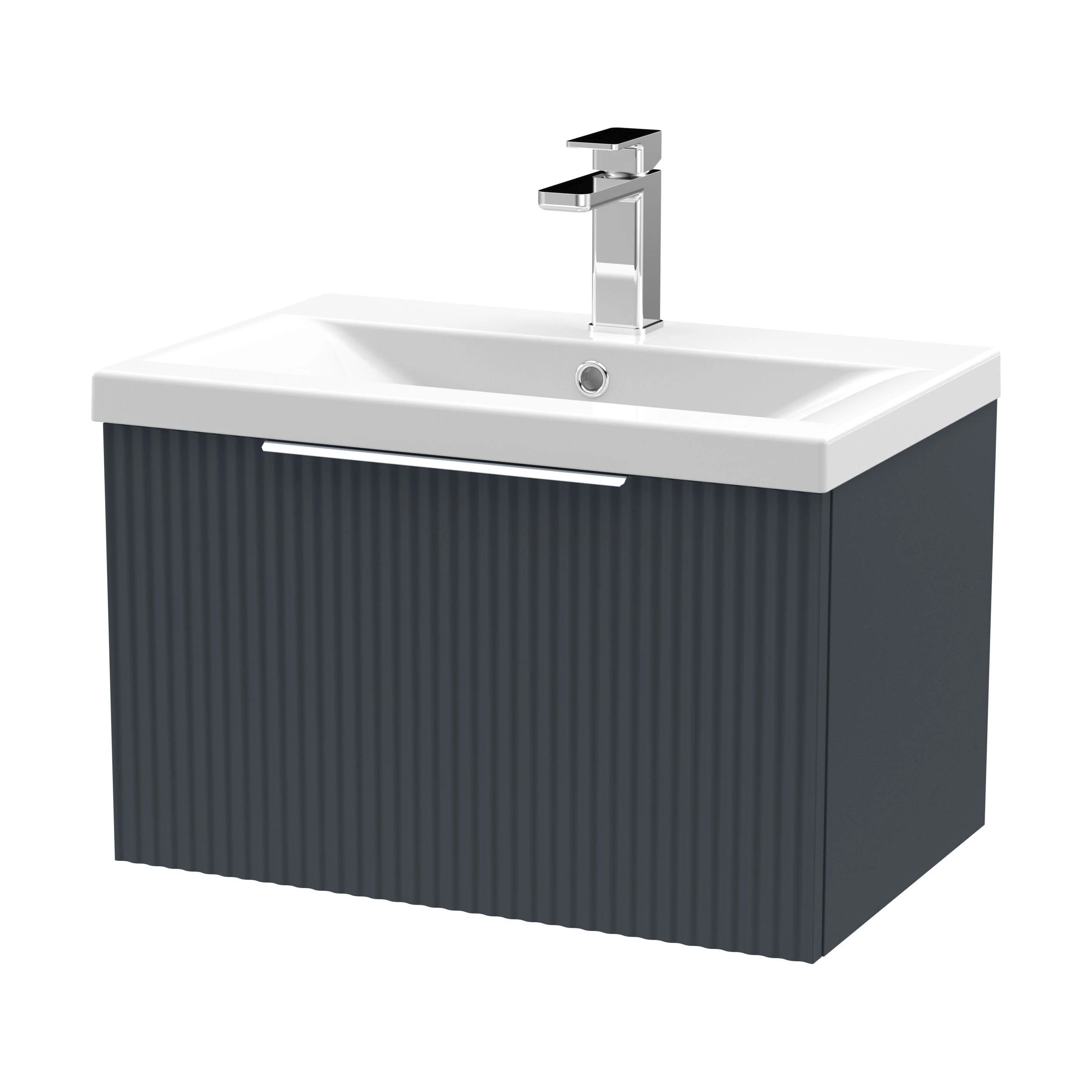 Tixall Fluted Front Wall Hung Vanity Basin Unit 800mm - 2 Drawer - Image 50