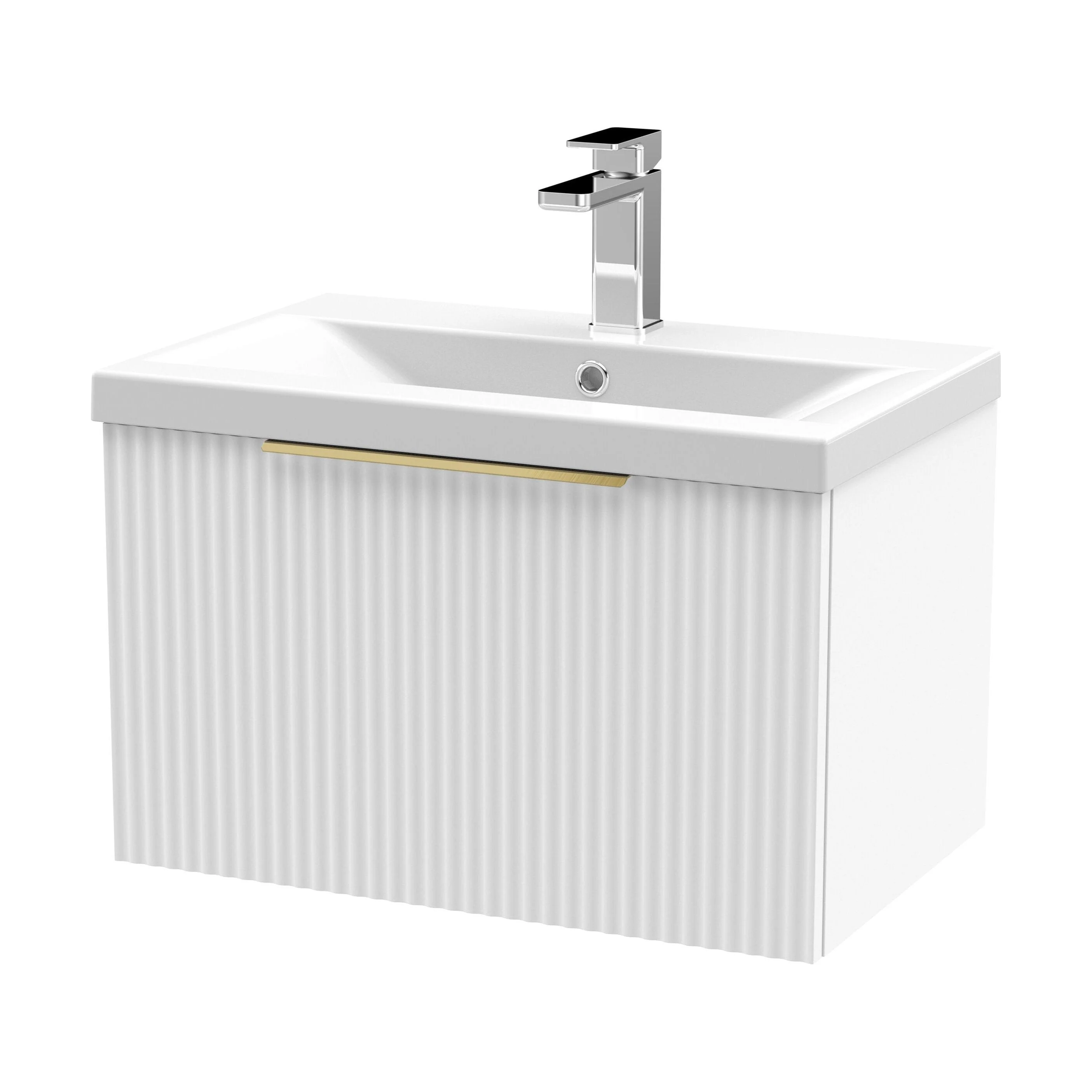 Tixall Fluted Front Wall Hung Vanity Basin Unit 800mm - 2 Drawer - Image 76