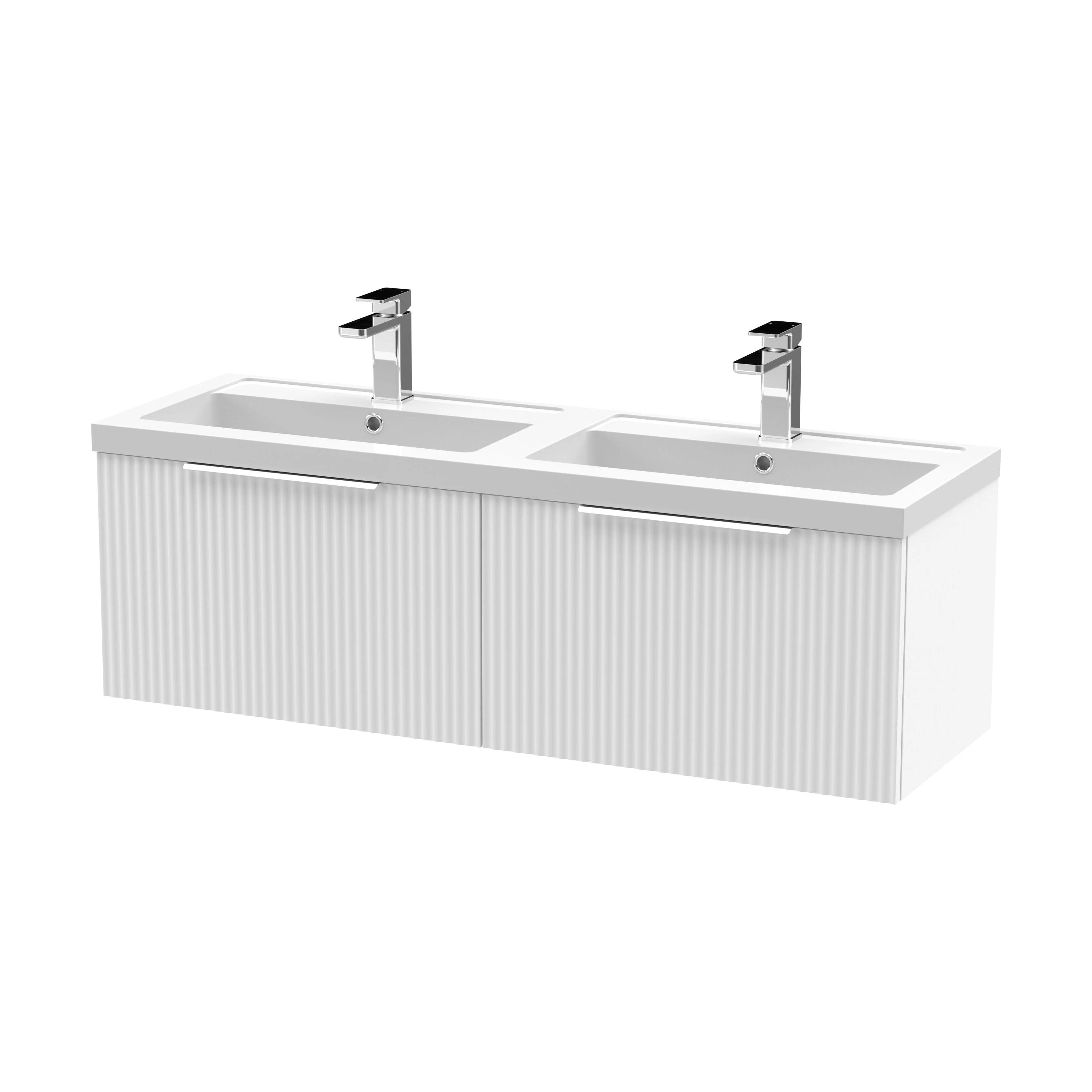 Tixall Fluted Front Wall Hung Vanity Basin Unit 800mm - 2 Drawer - Image 77